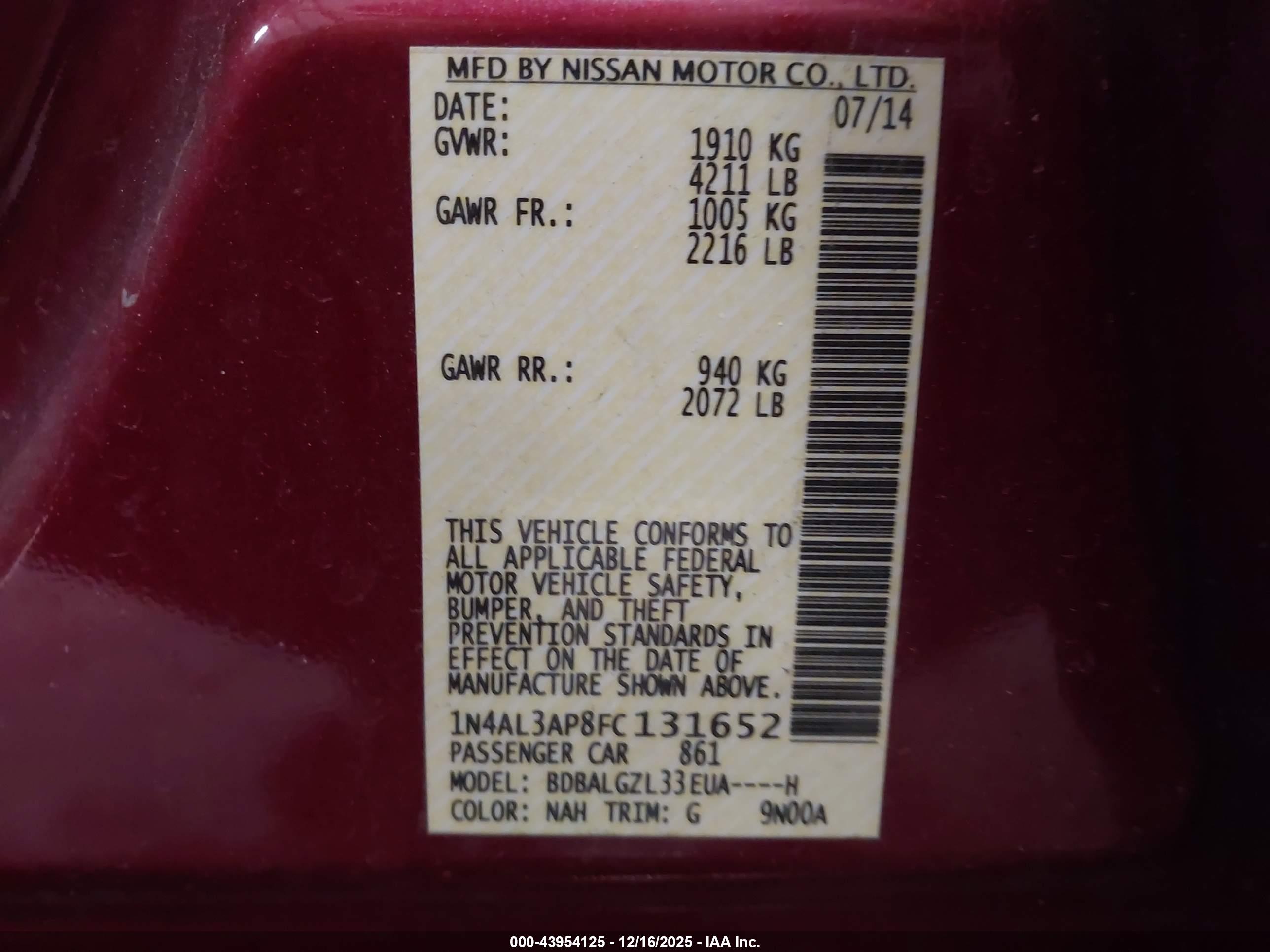 NISSAN ALTIMA image 9
