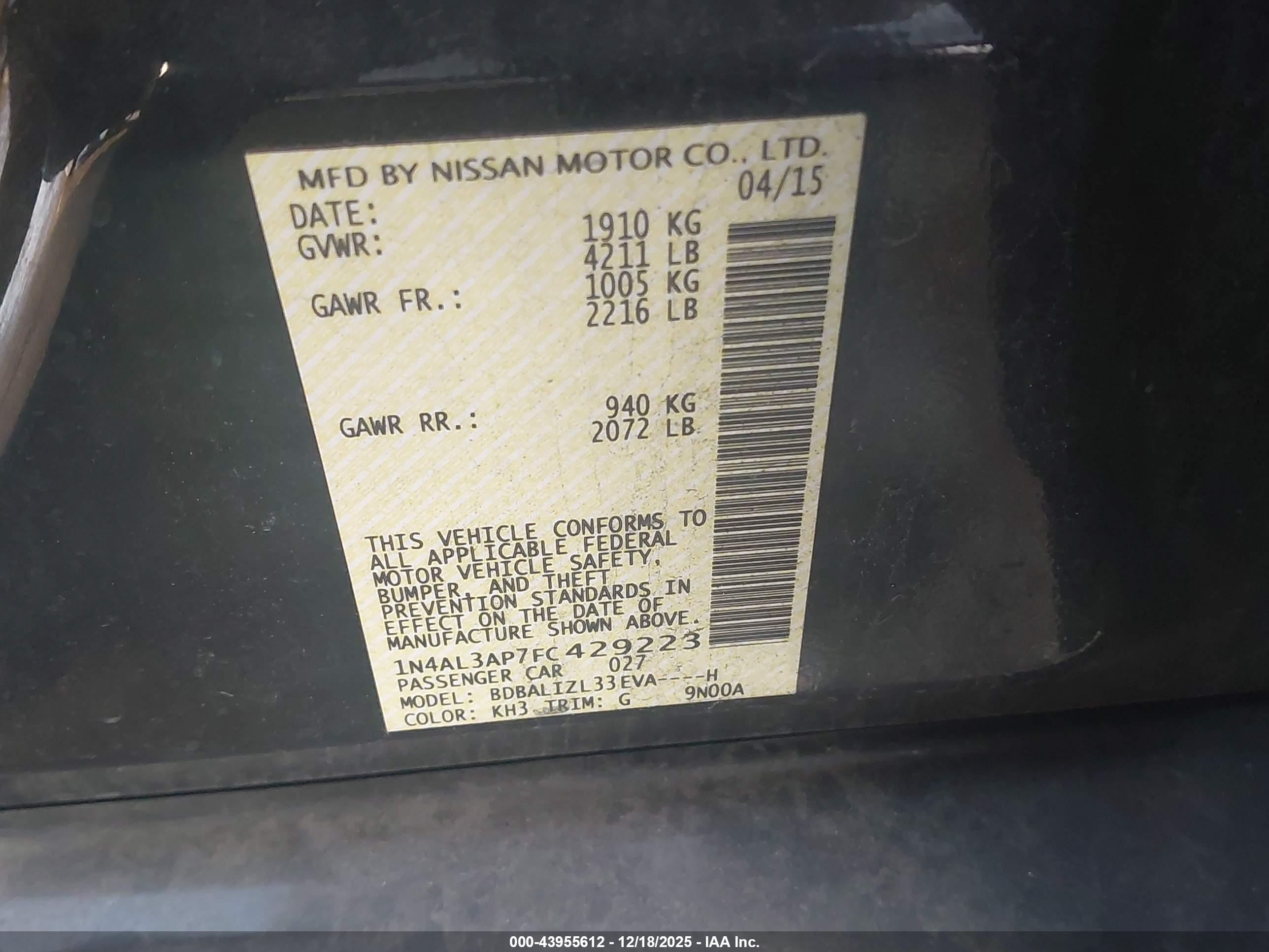 NISSAN ALTIMA image 9
