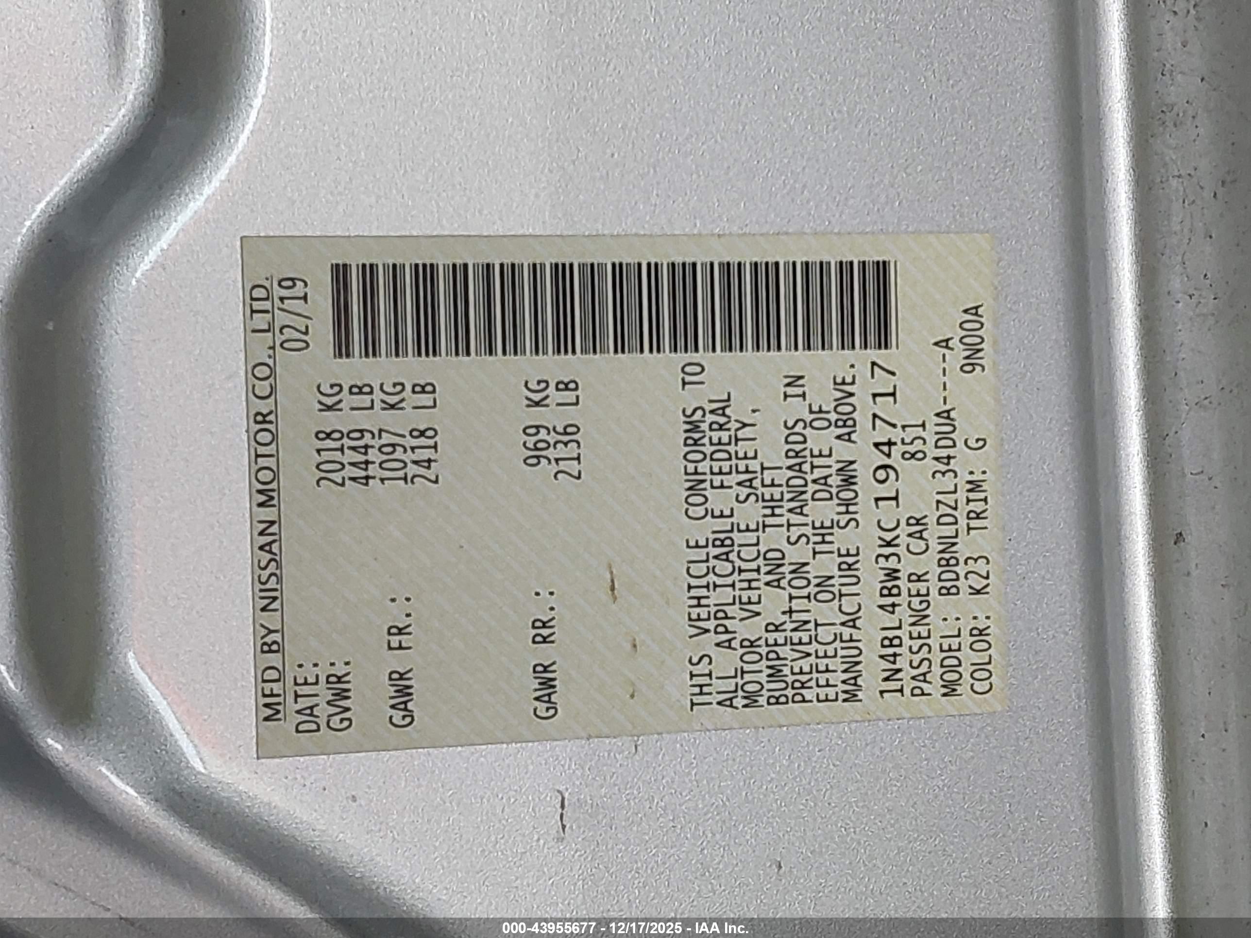 NISSAN ALTIMA image 9