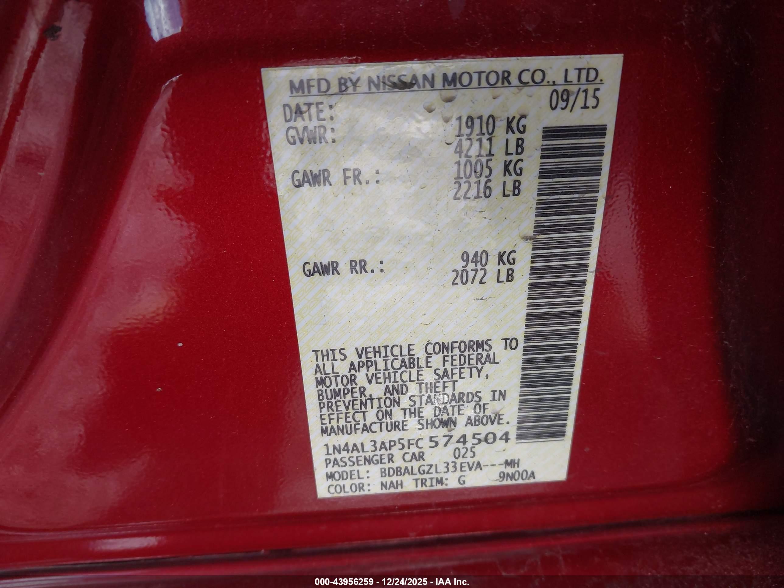 NISSAN ALTIMA image 9