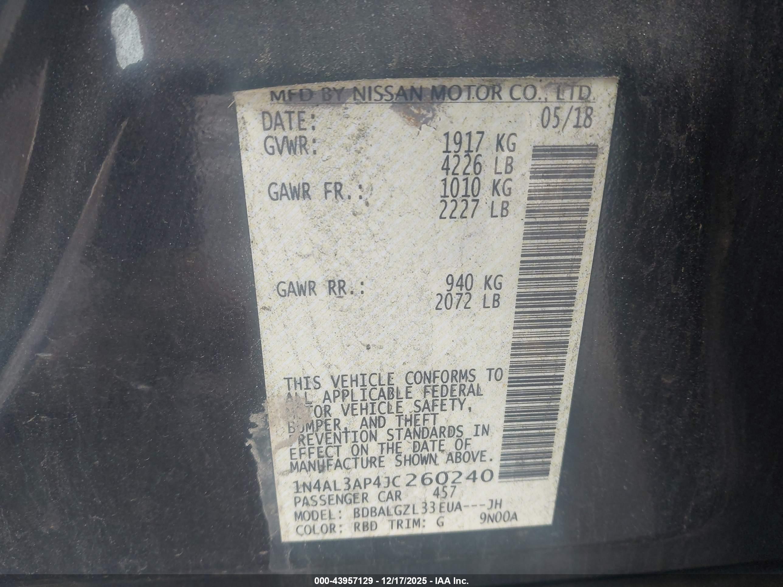 NISSAN ALTIMA image 9