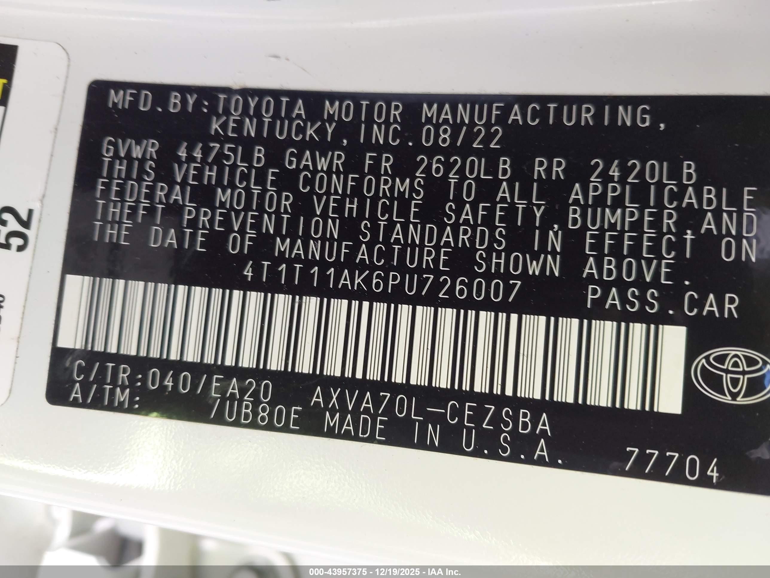 TOYOTA CAMRY image 9