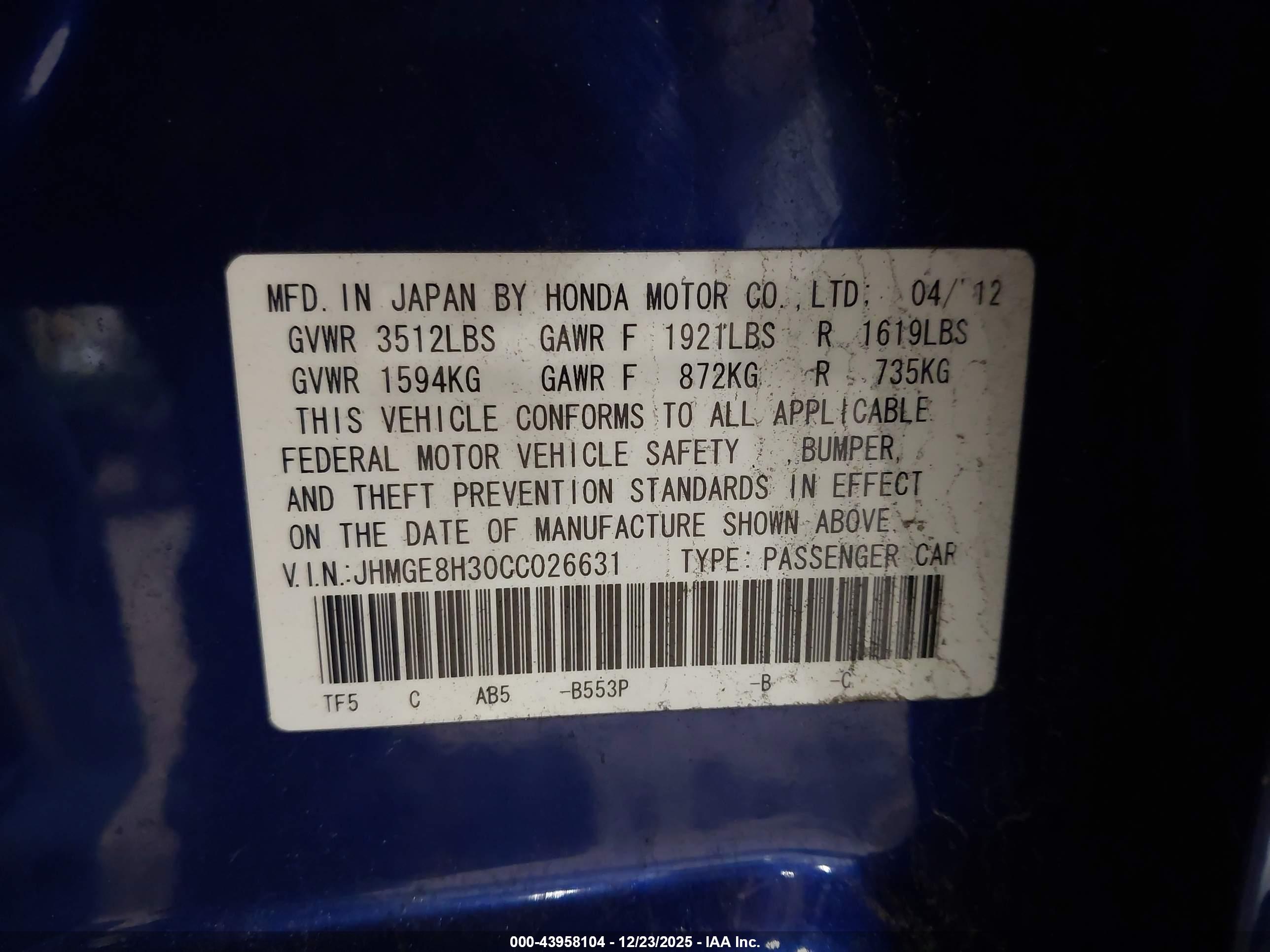 HONDA FIT image 9