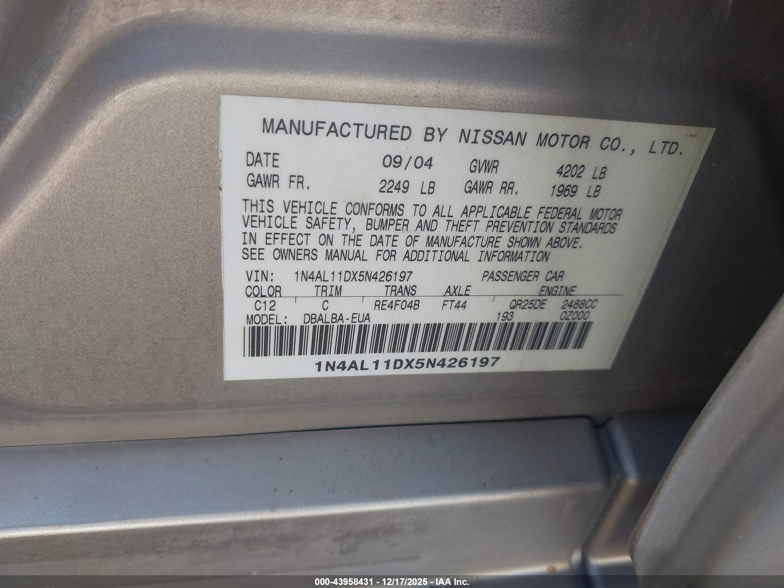 NISSAN ALTIMA image 9