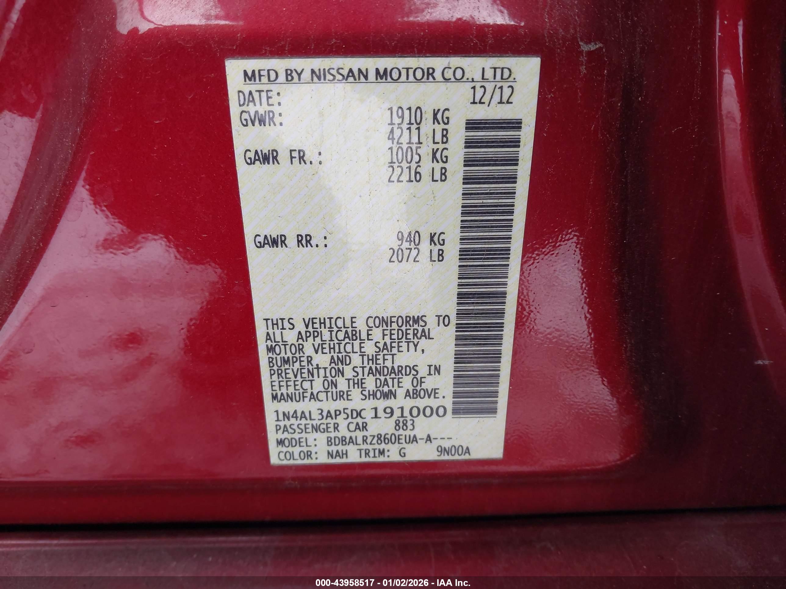 NISSAN ALTIMA image 9