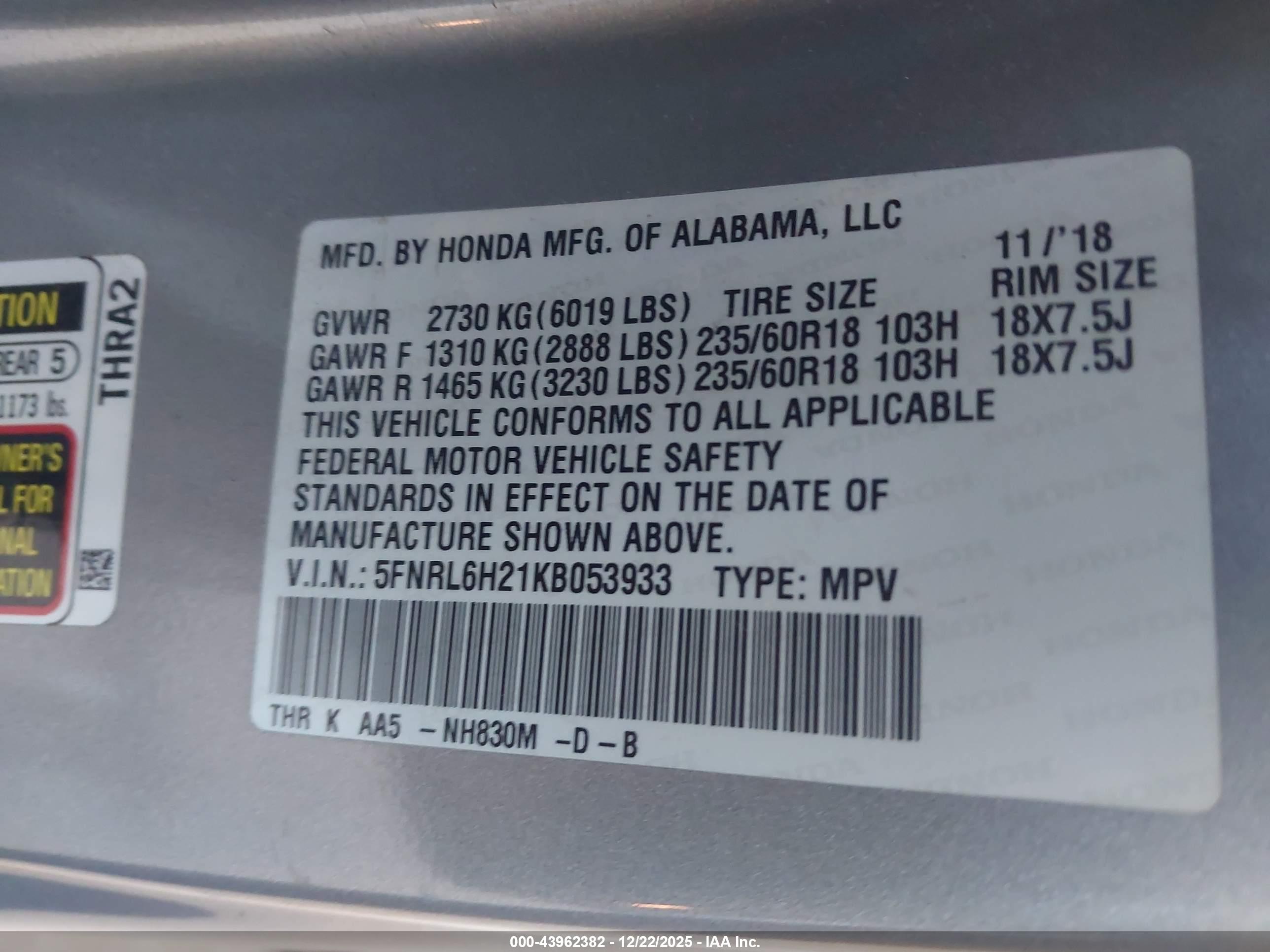 HONDA ODYSSEY image 9