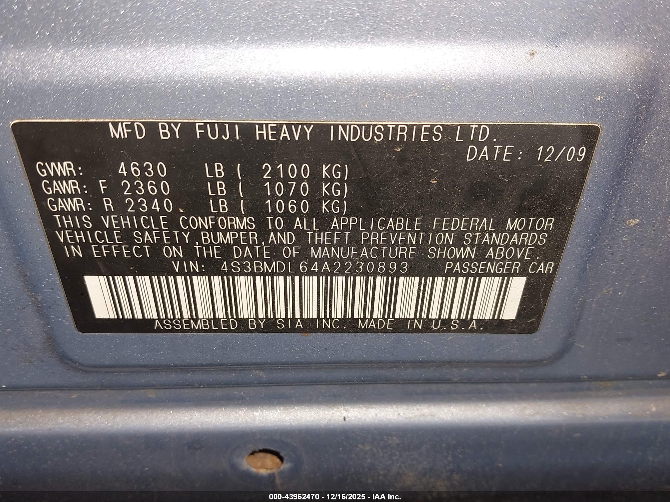 SUBARU LEGACY image 9
