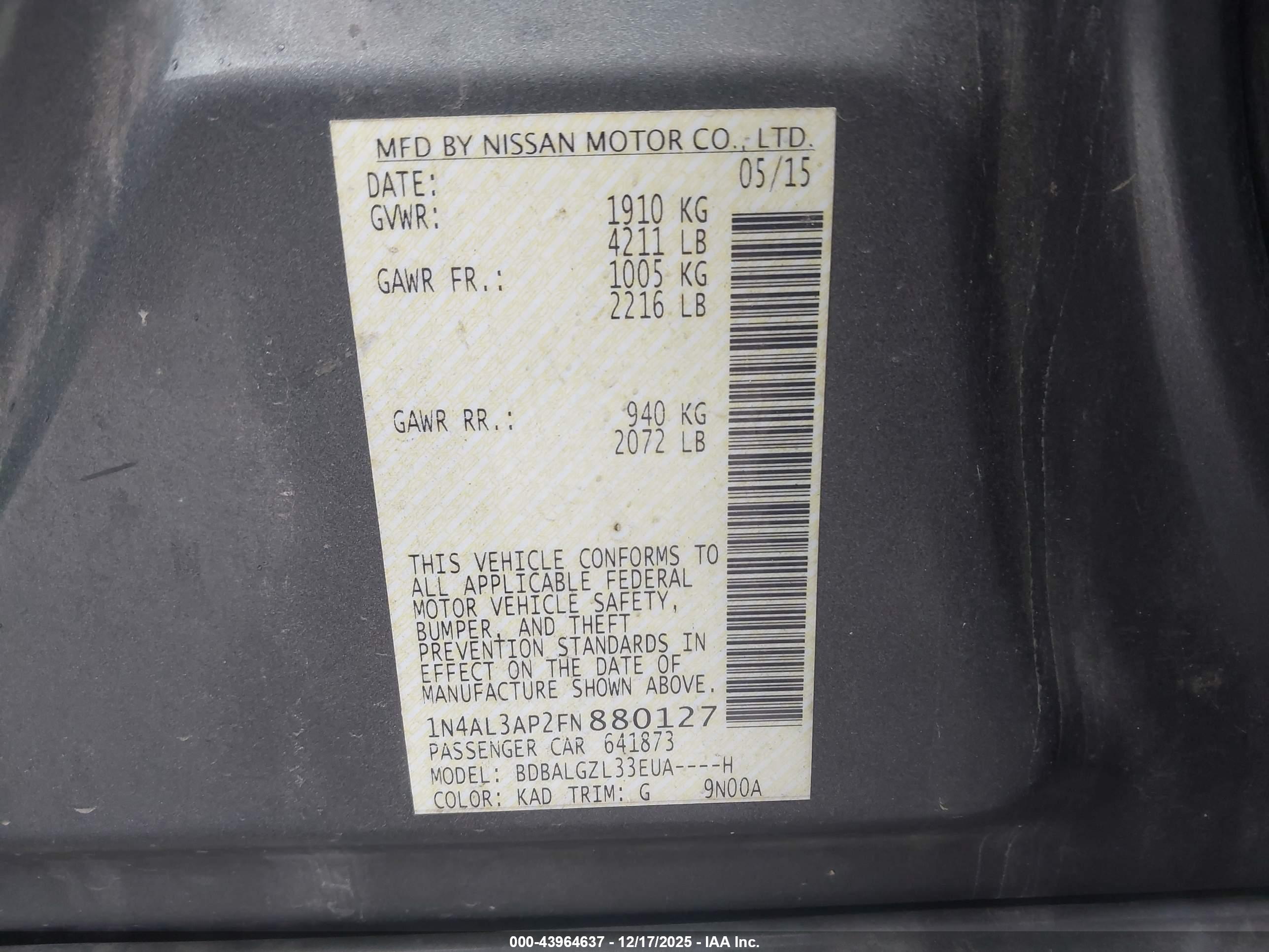 NISSAN ALTIMA image 9