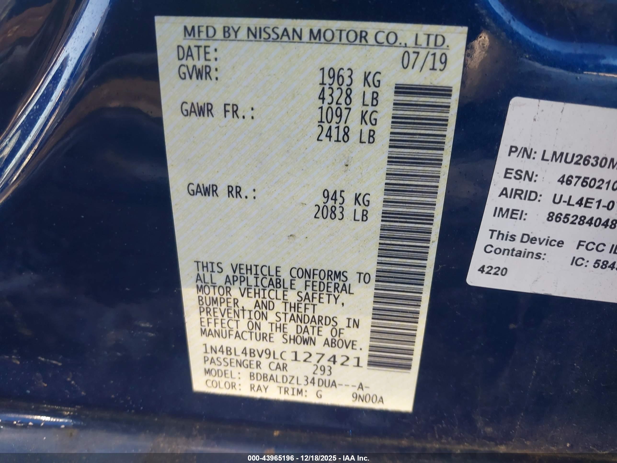 NISSAN ALTIMA image 9