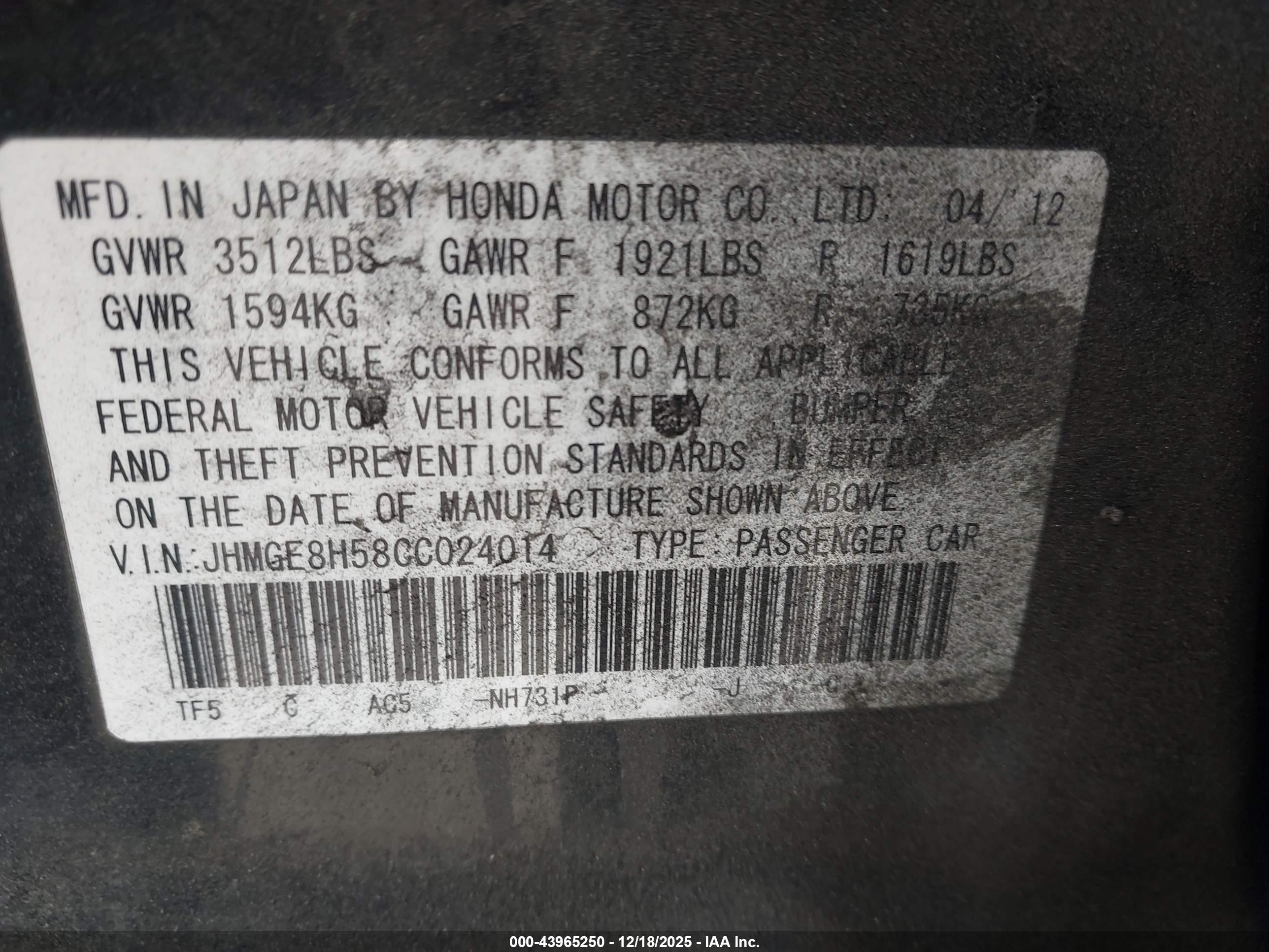 HONDA FIT image 9