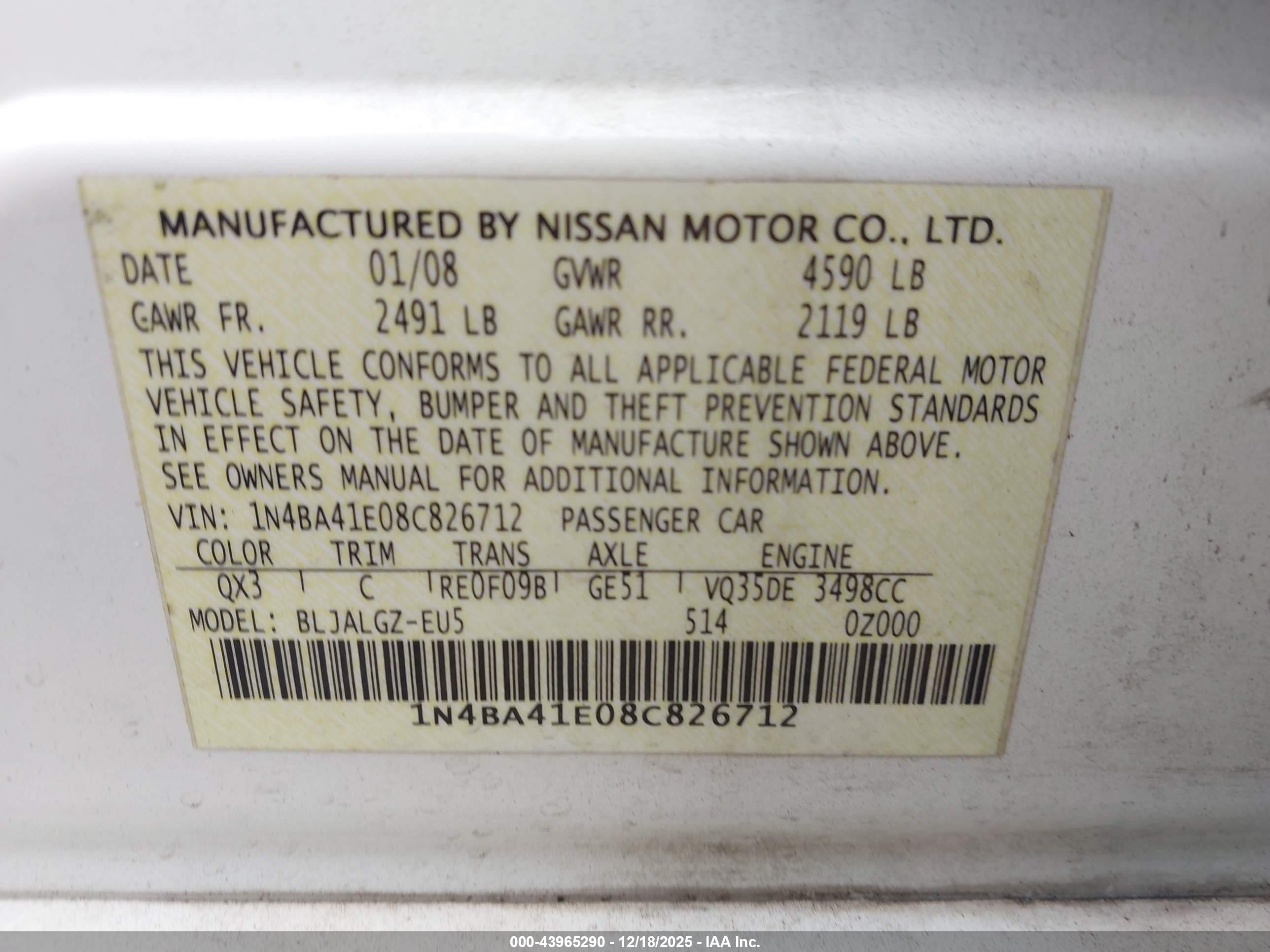NISSAN MAXIMA image 9