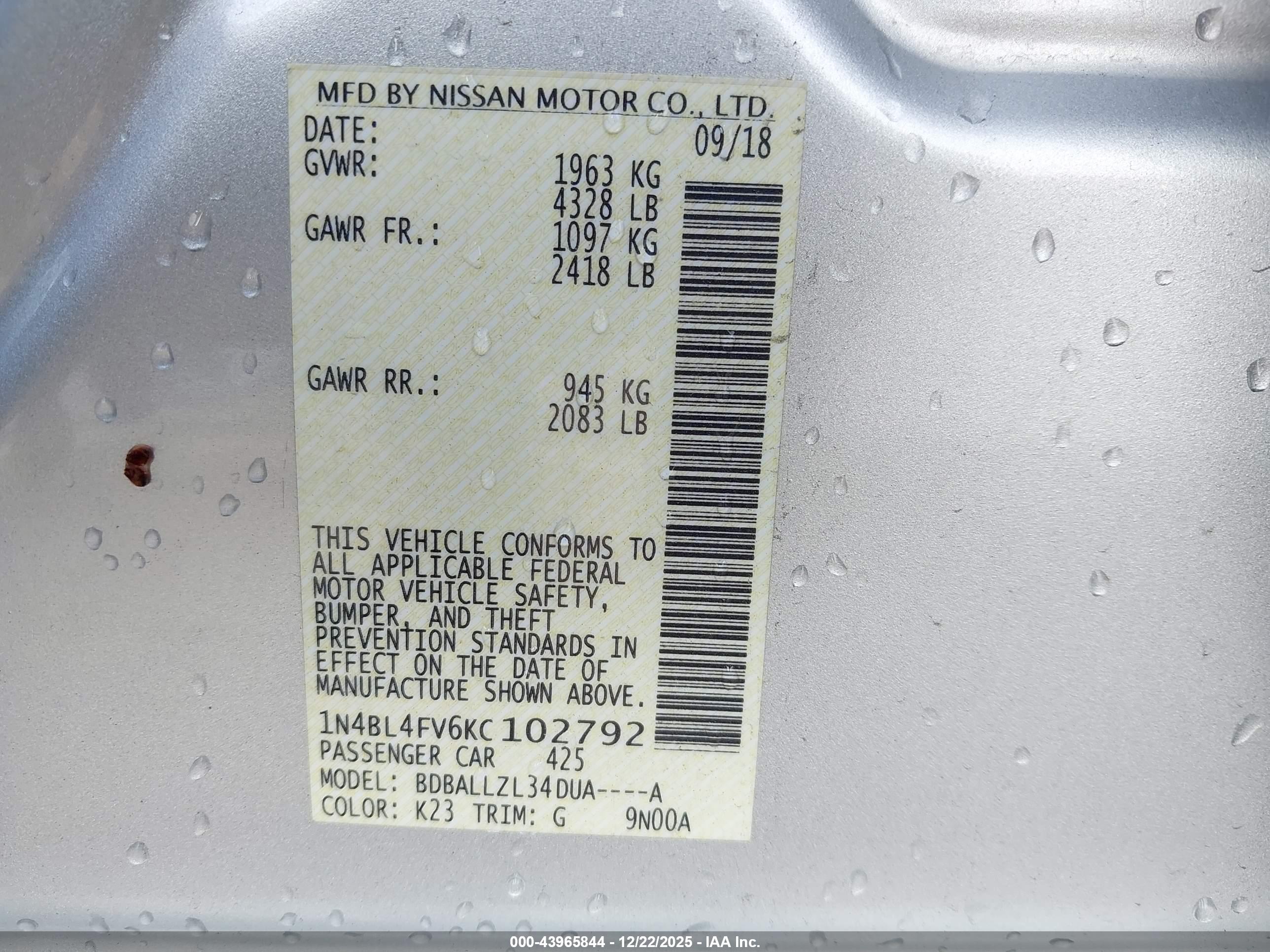 NISSAN ALTIMA image 9