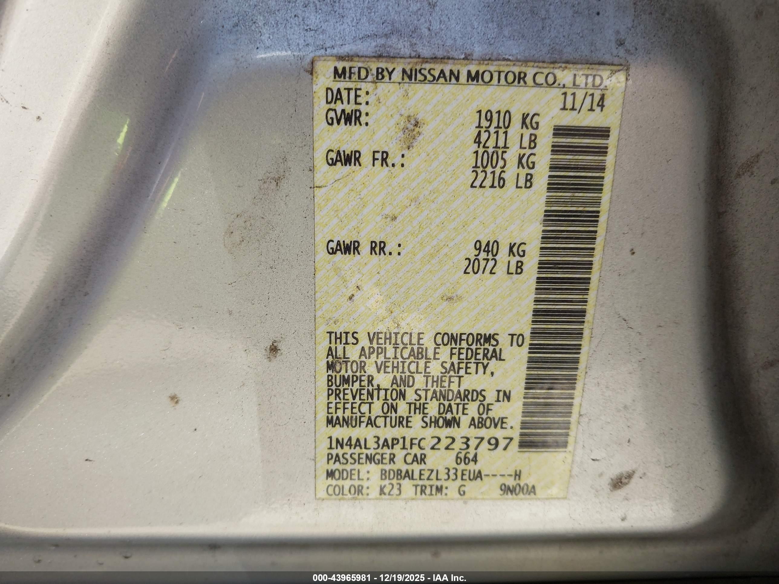 NISSAN ALTIMA image 9