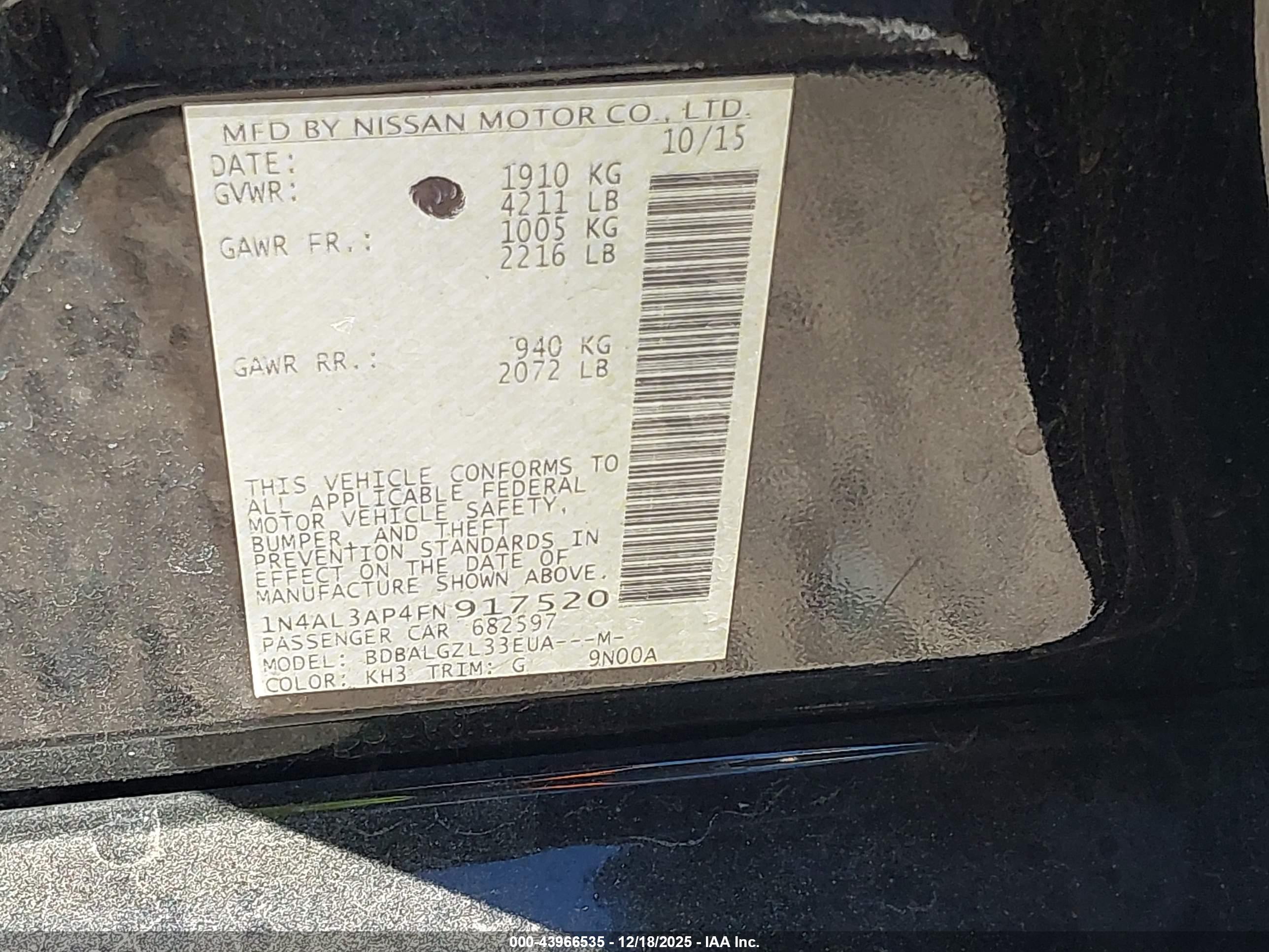 NISSAN ALTIMA image 9