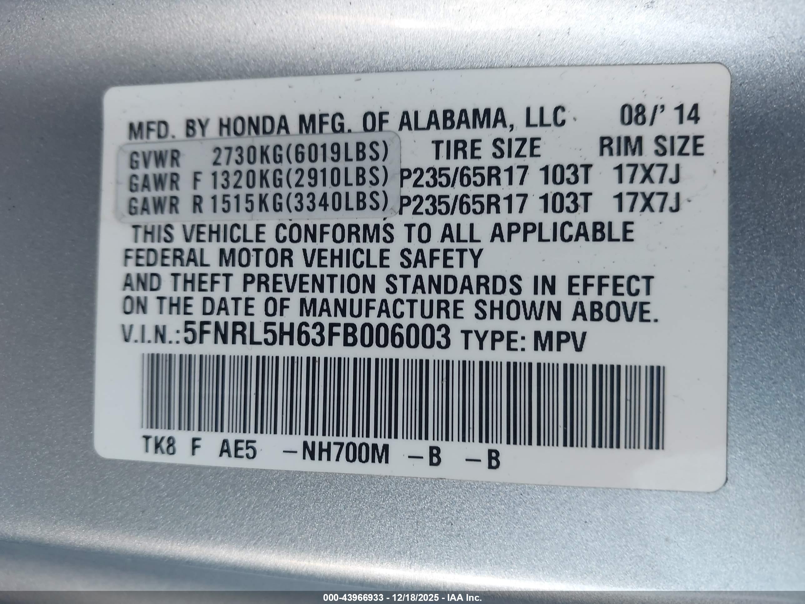 HONDA ODYSSEY image 9