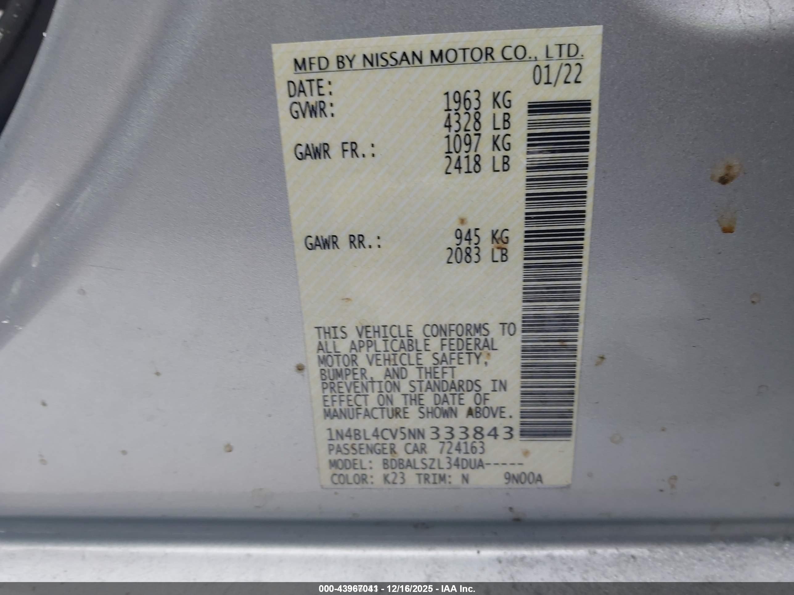 NISSAN ALTIMA image 9