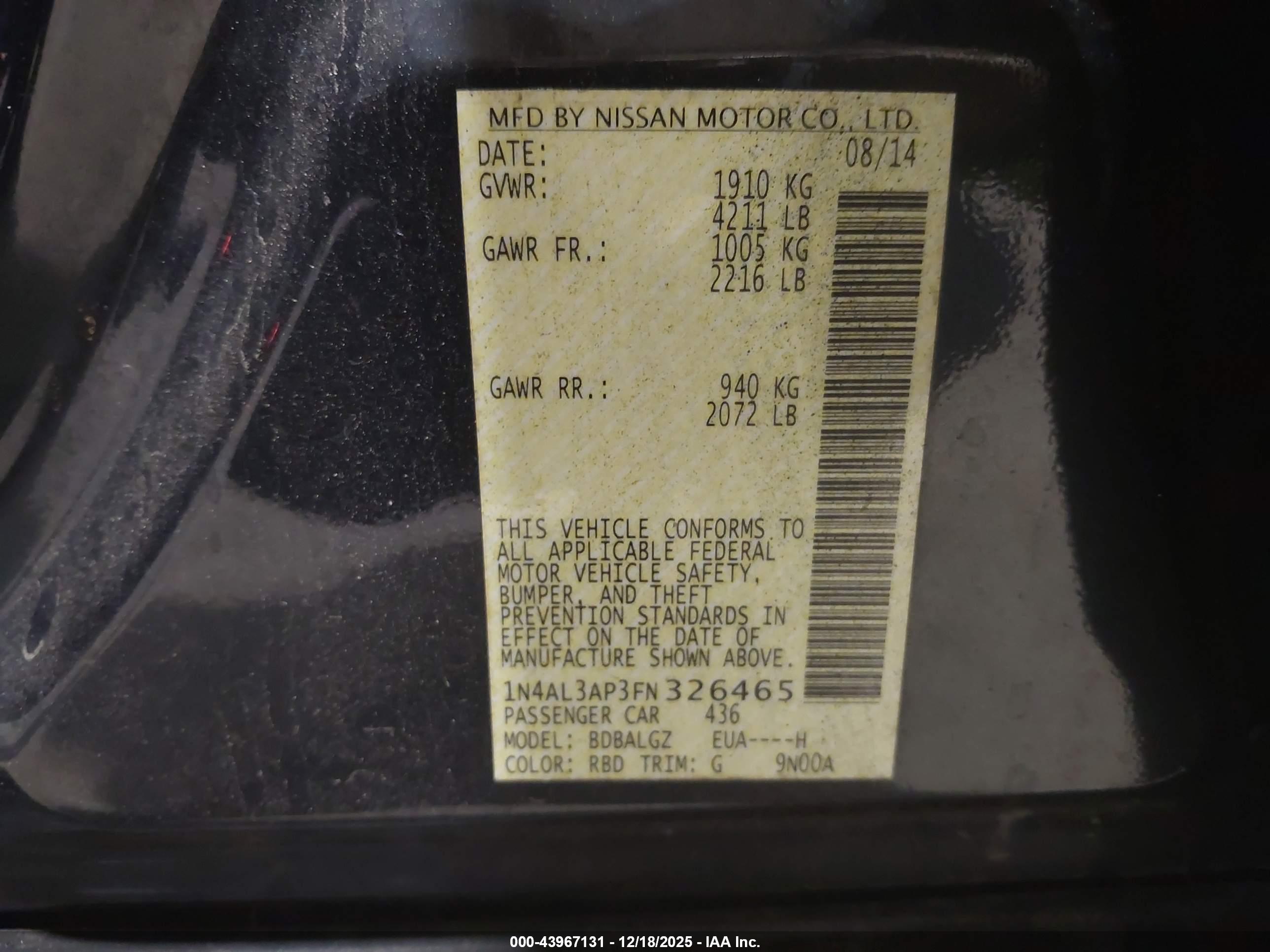 NISSAN ALTIMA image 9
