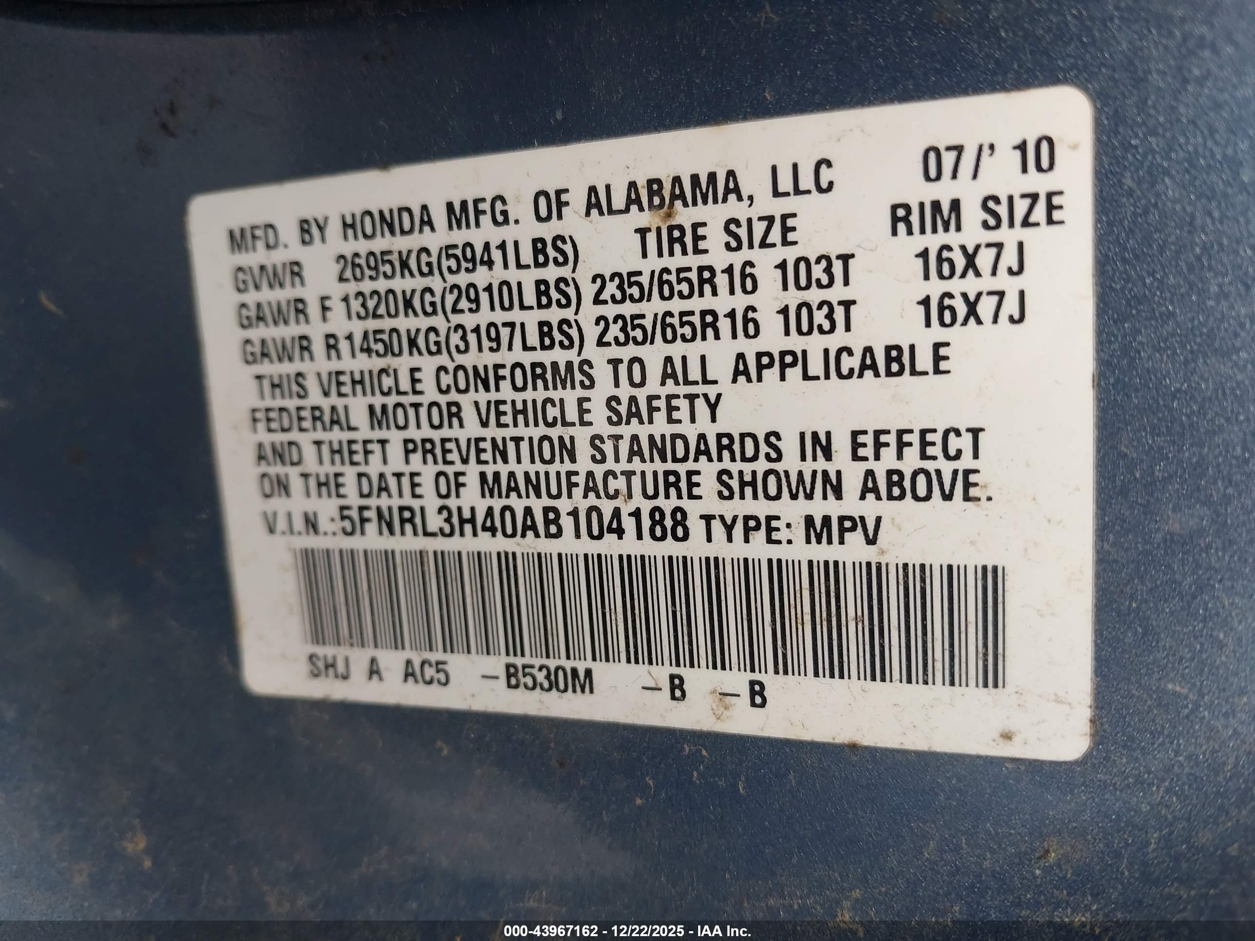 HONDA ODYSSEY image 9