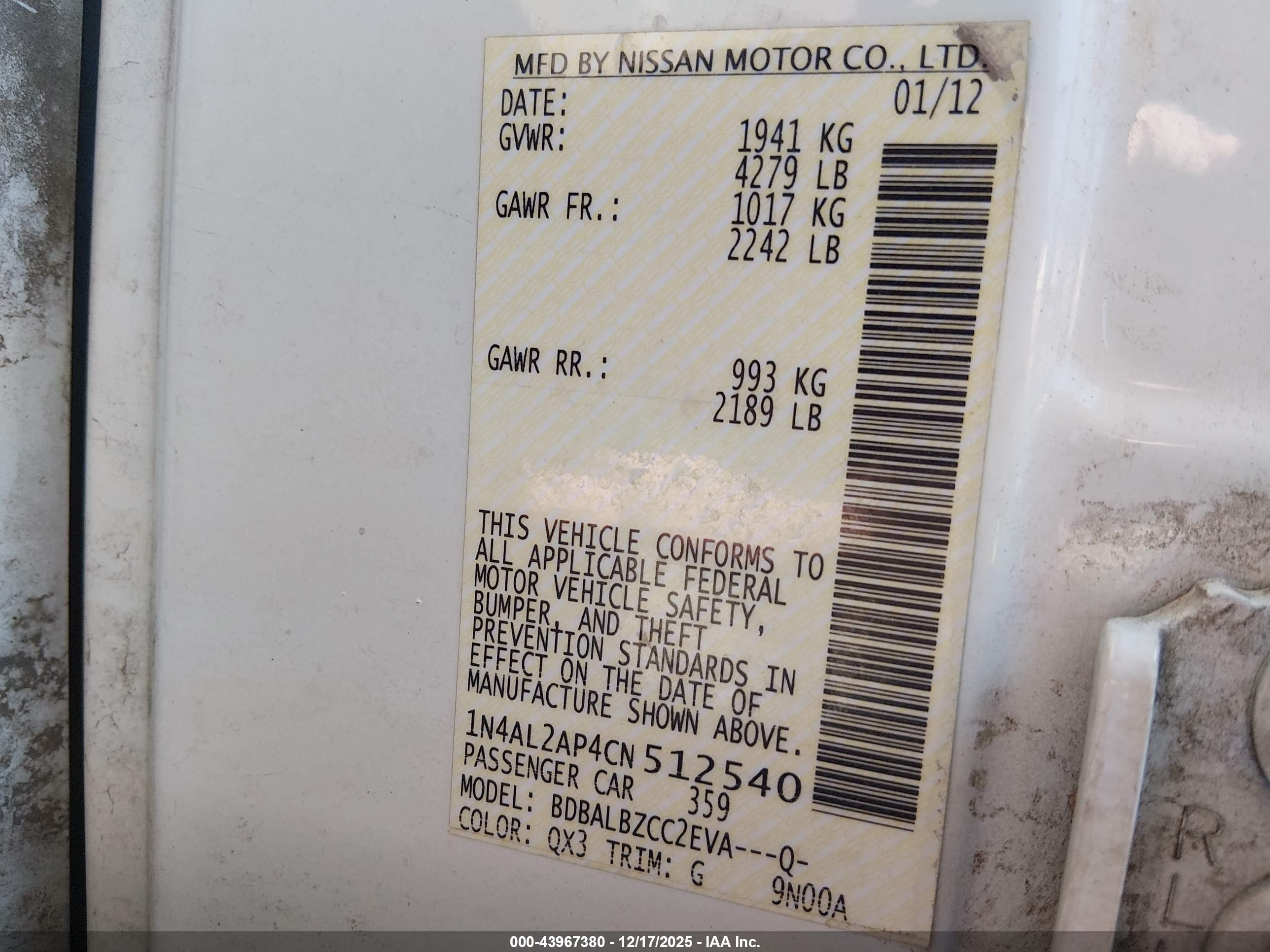 NISSAN ALTIMA image 9