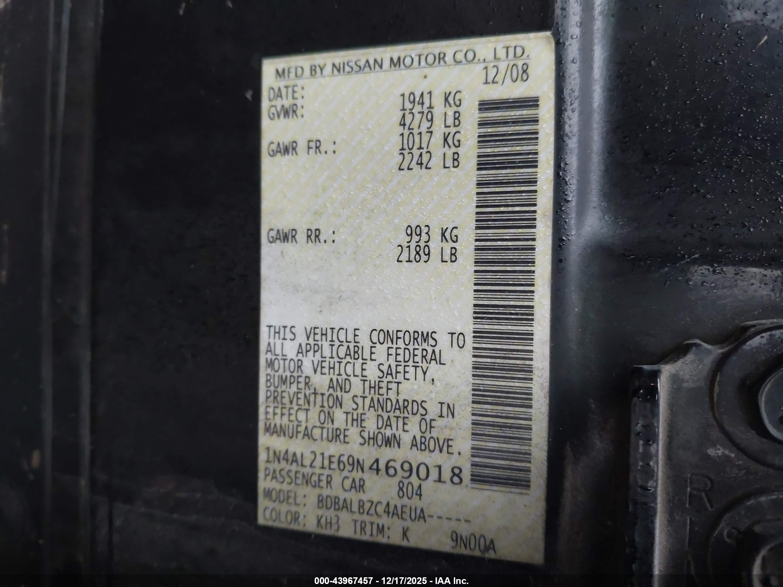 NISSAN ALTIMA image 9