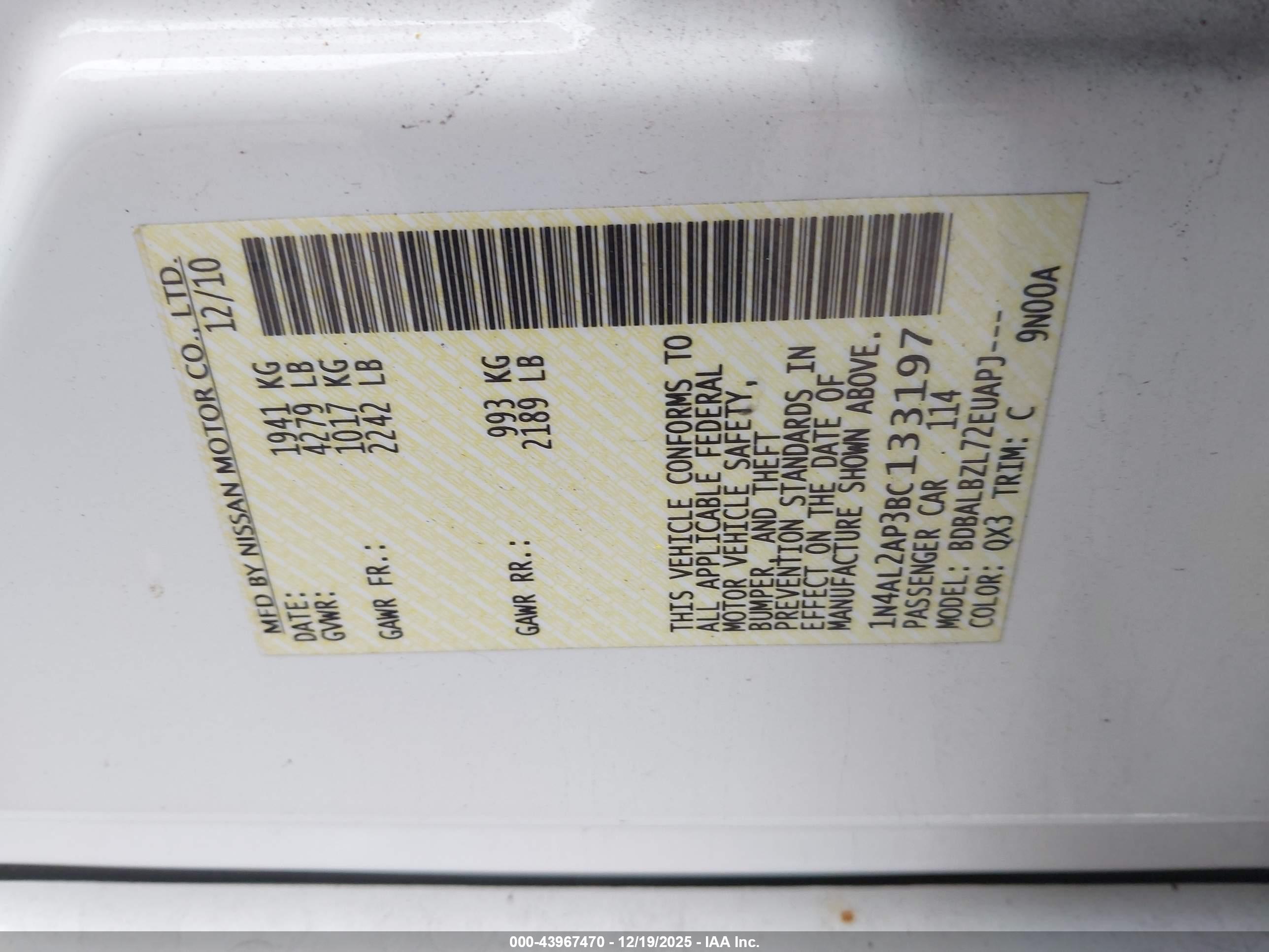 NISSAN ALTIMA image 9