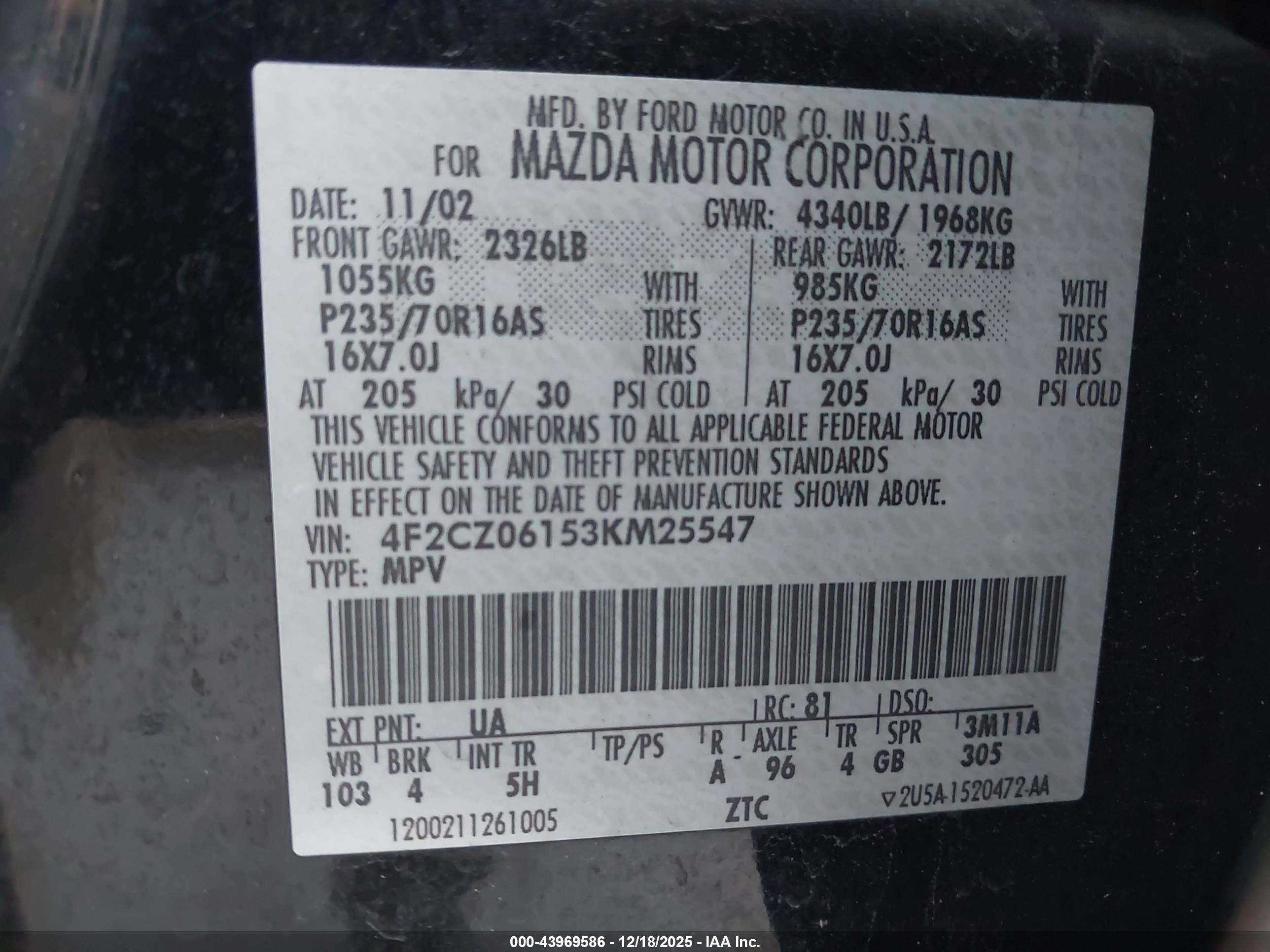 MAZDA TRIBUTE image 9