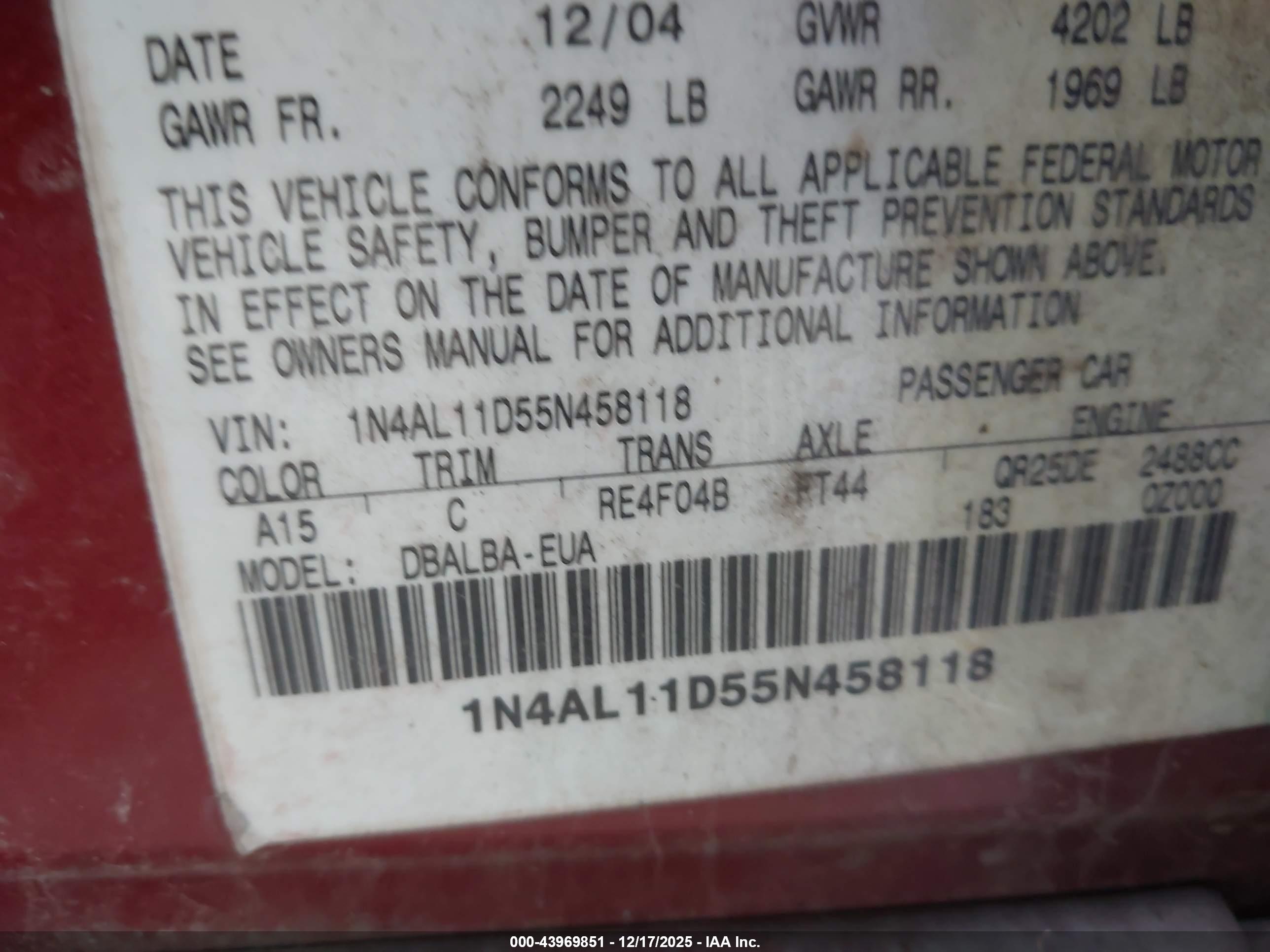 NISSAN ALTIMA image 9