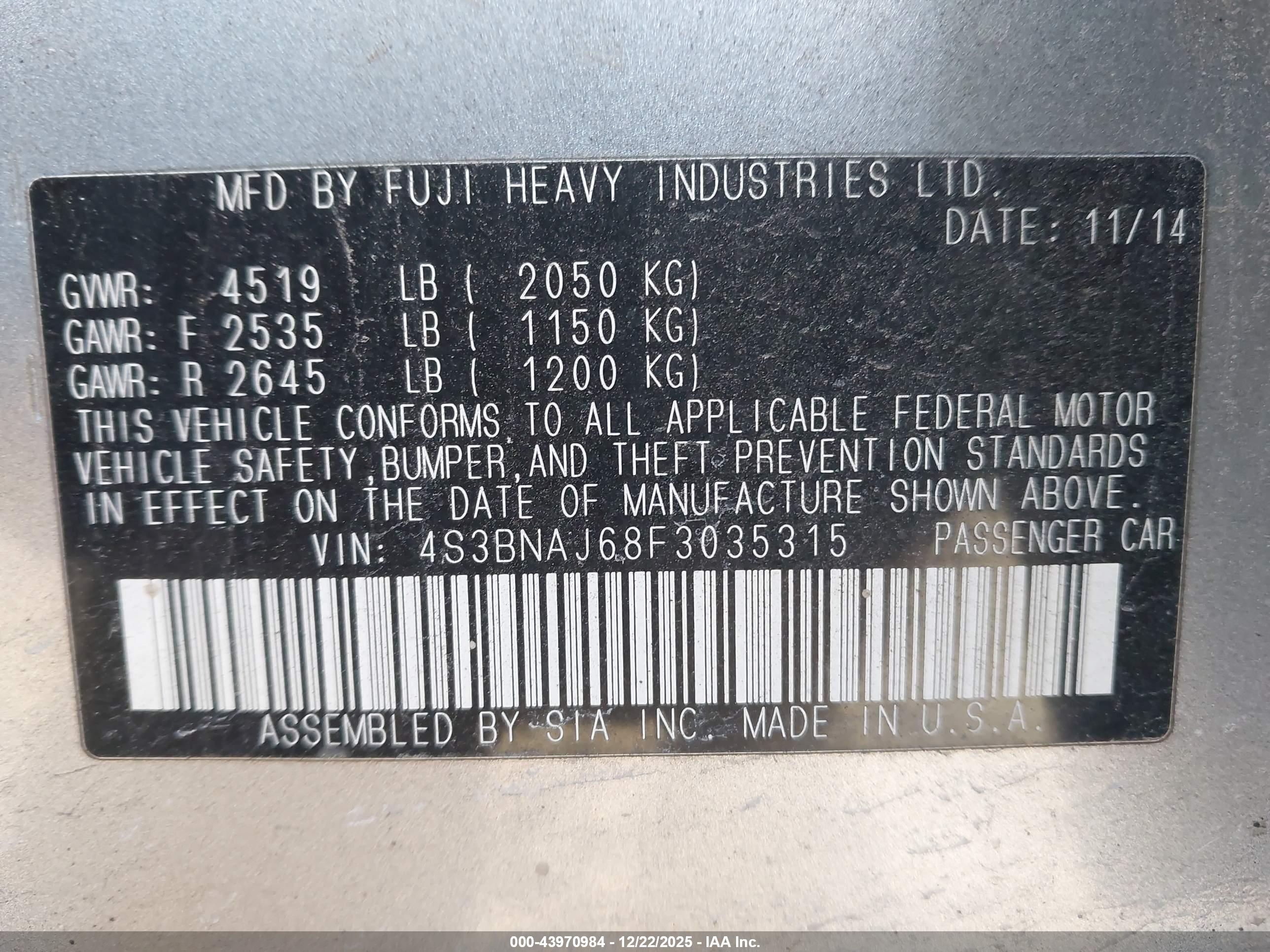 SUBARU LEGACY image 9