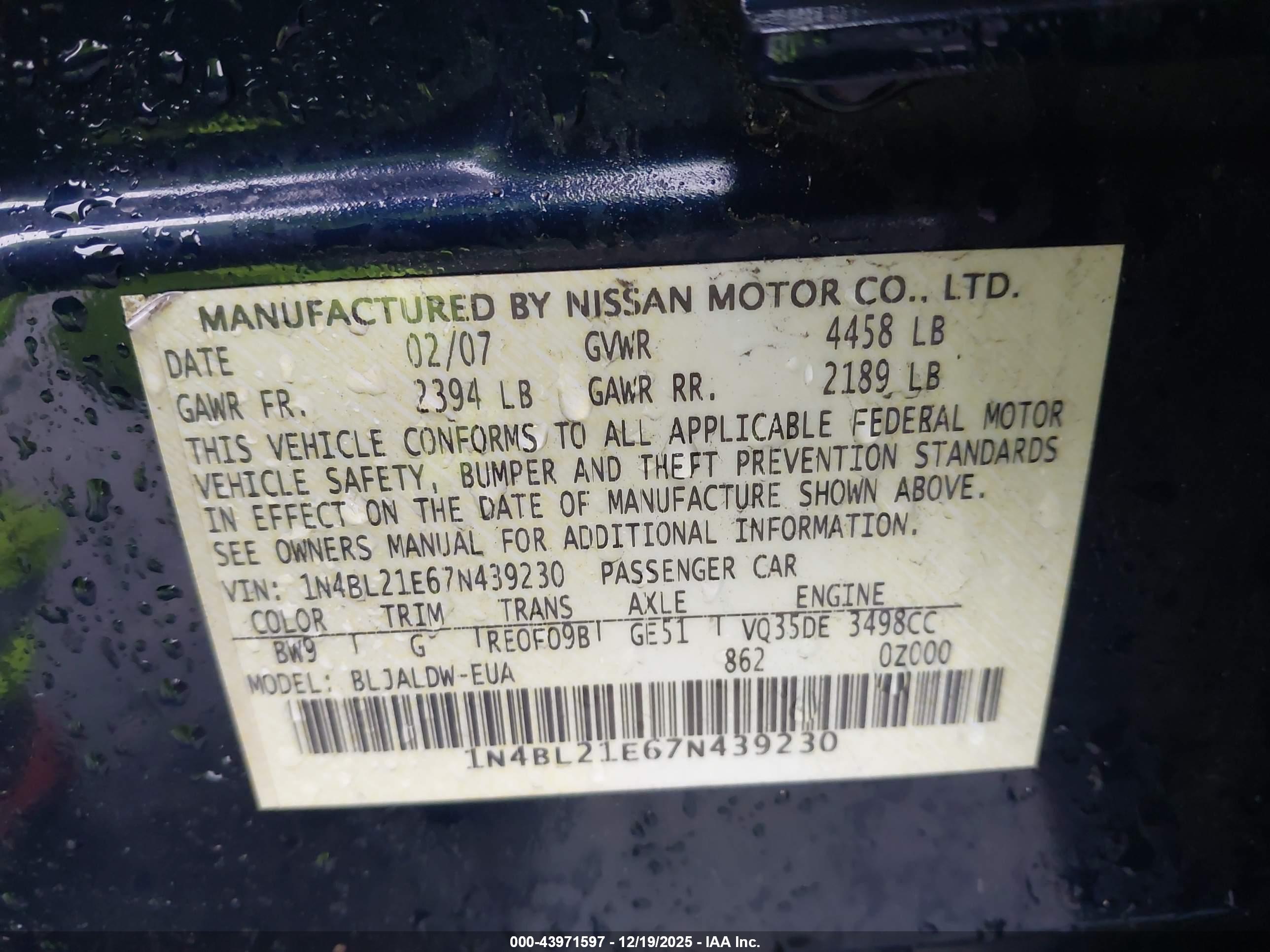 NISSAN ALTIMA image 9