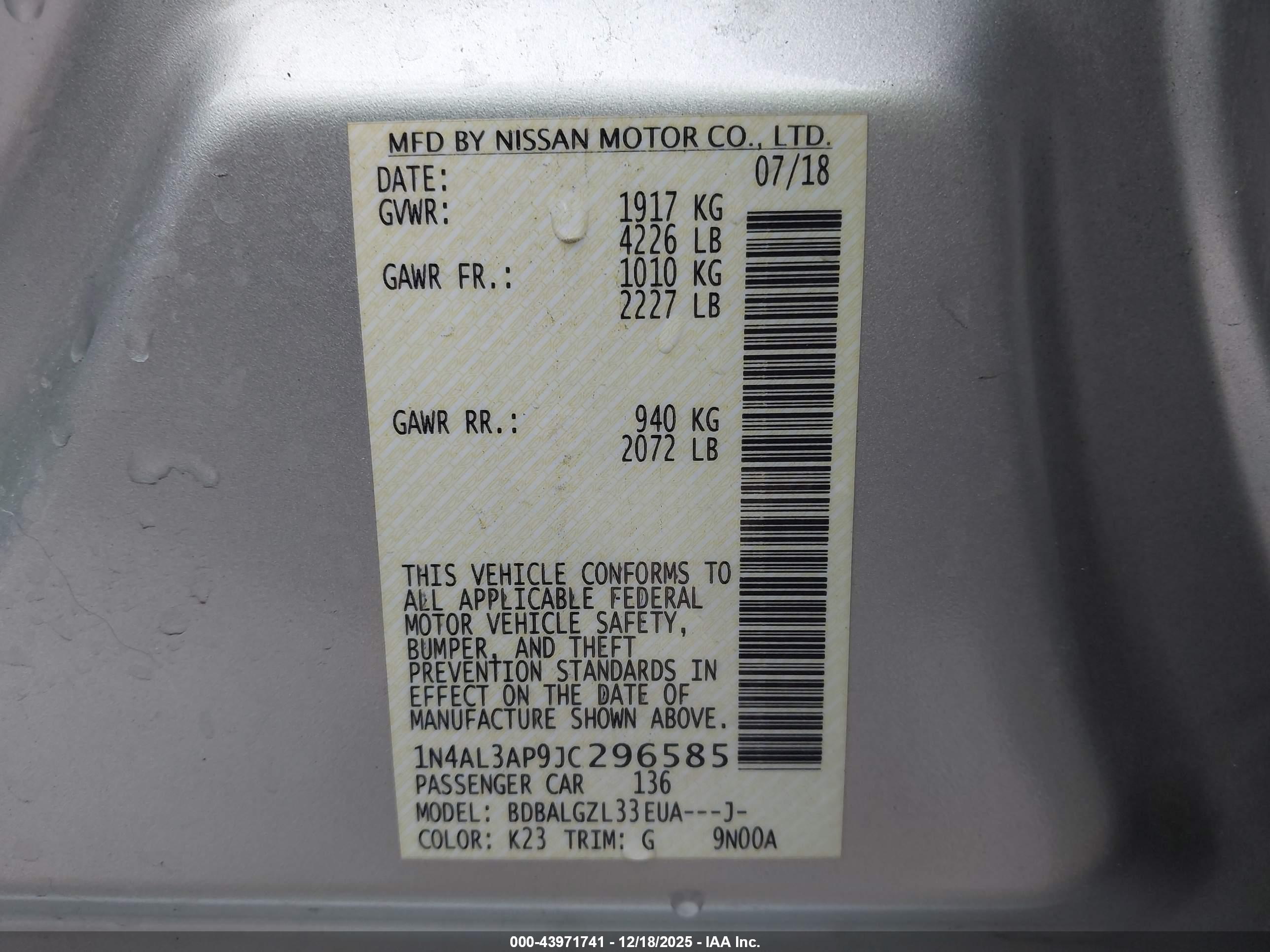 NISSAN ALTIMA image 9