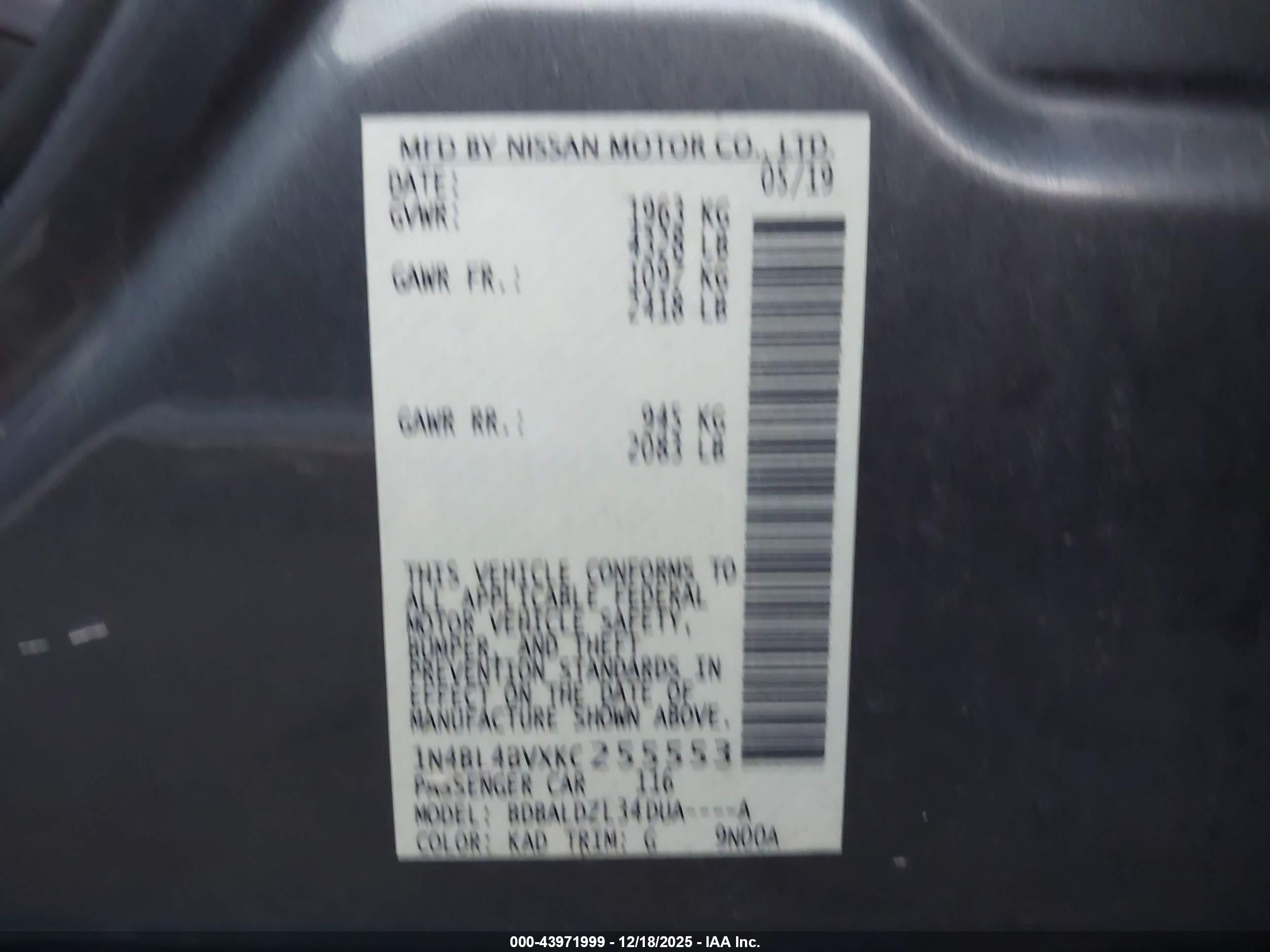 NISSAN ALTIMA image 9