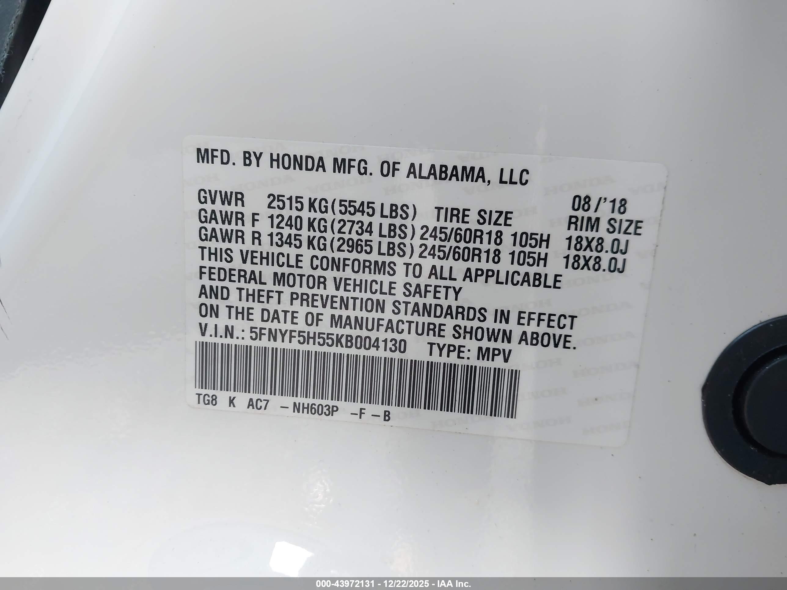 HONDA PILOT image 9