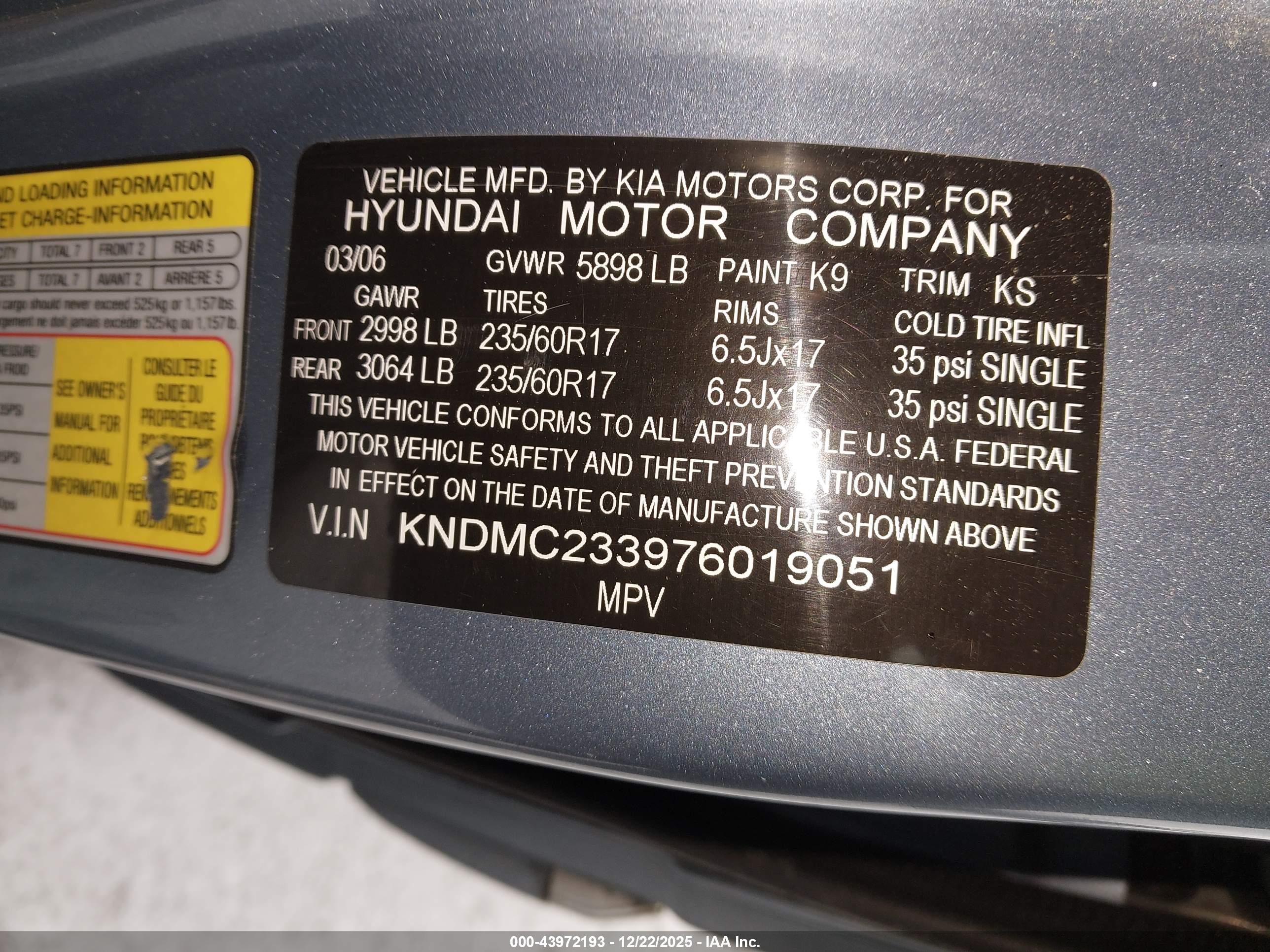 HYUNDAI ENTOURAGE image 9