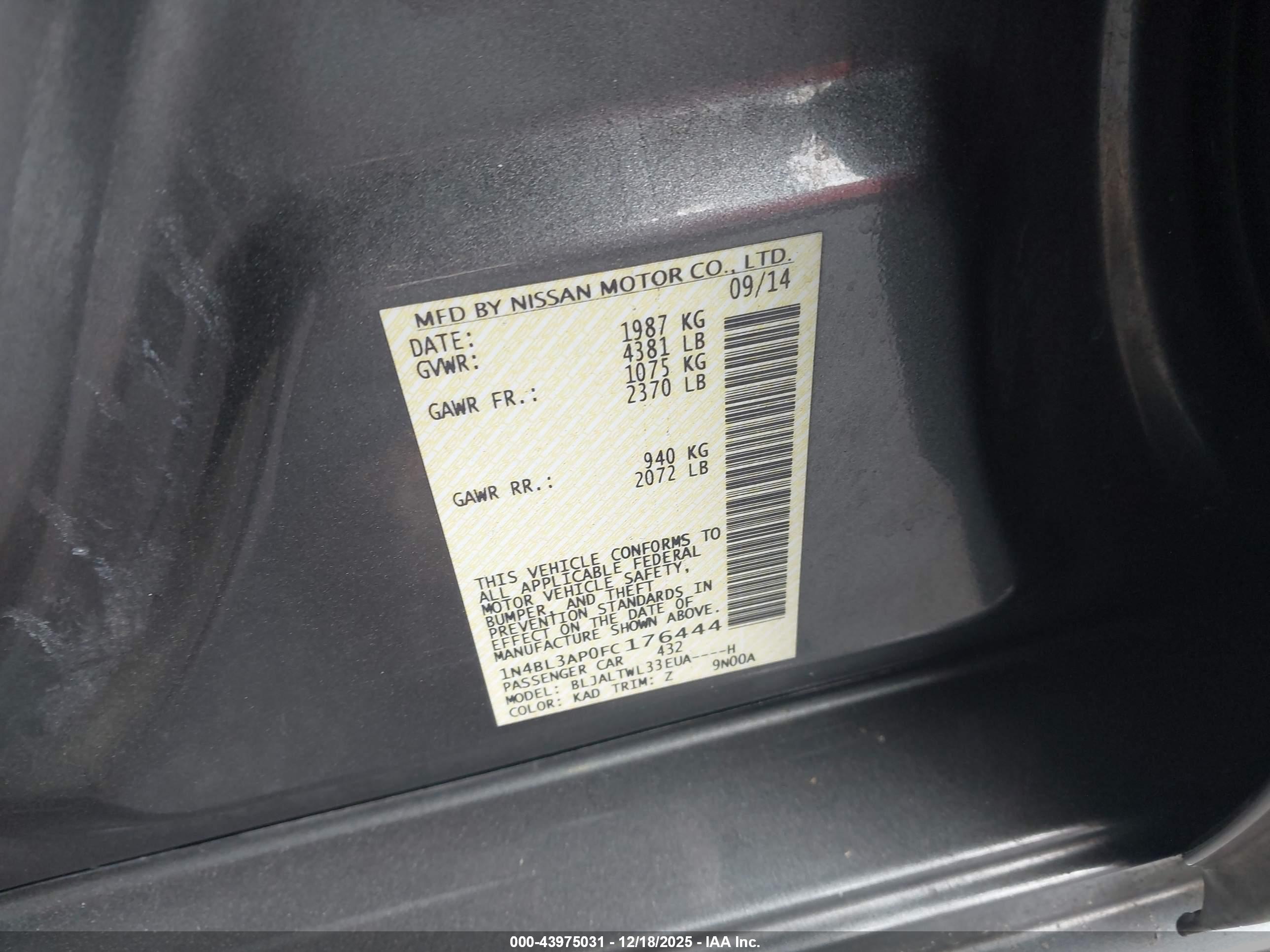 NISSAN ALTIMA image 9