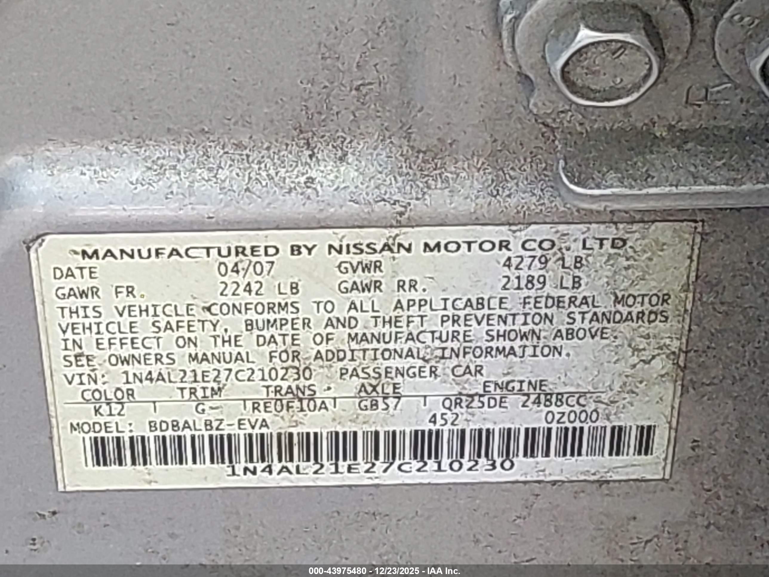 NISSAN ALTIMA image 9