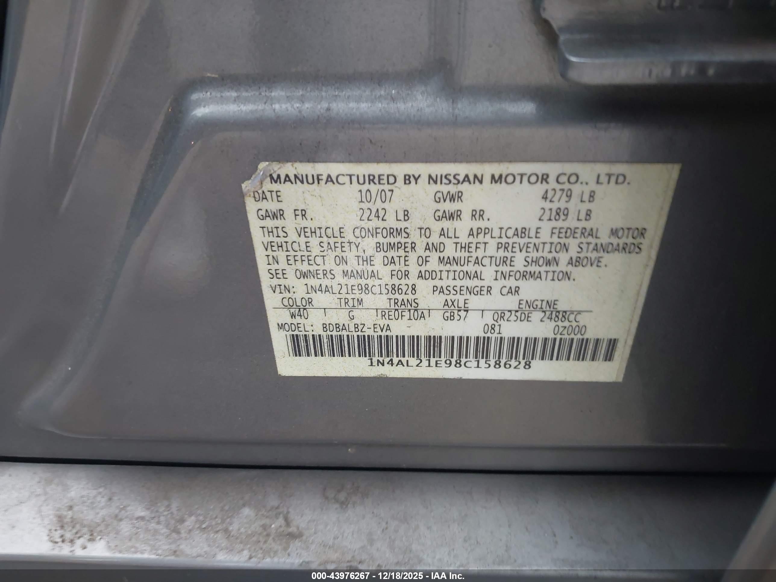 NISSAN ALTIMA image 9