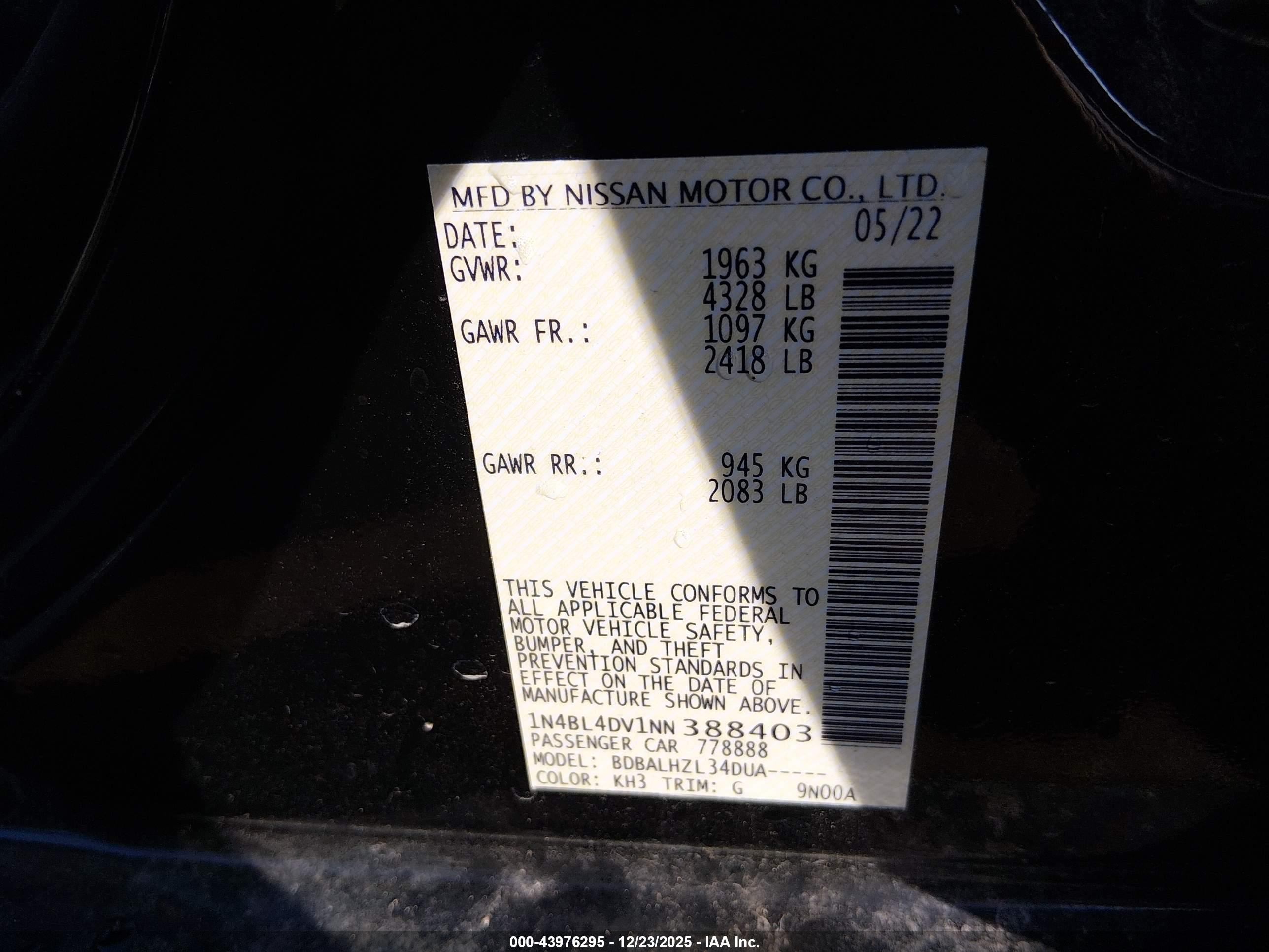 NISSAN ALTIMA image 9