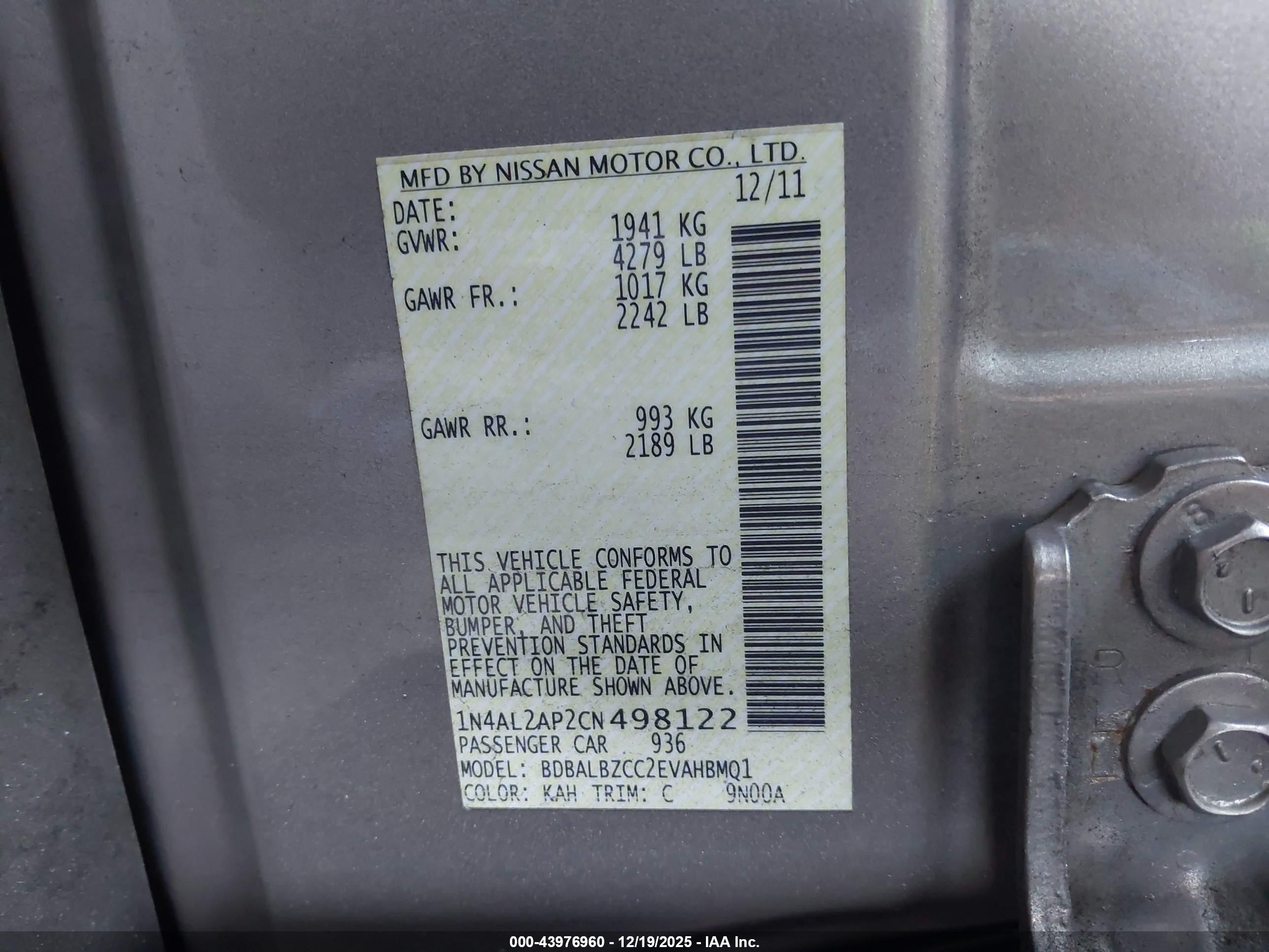 NISSAN ALTIMA image 9