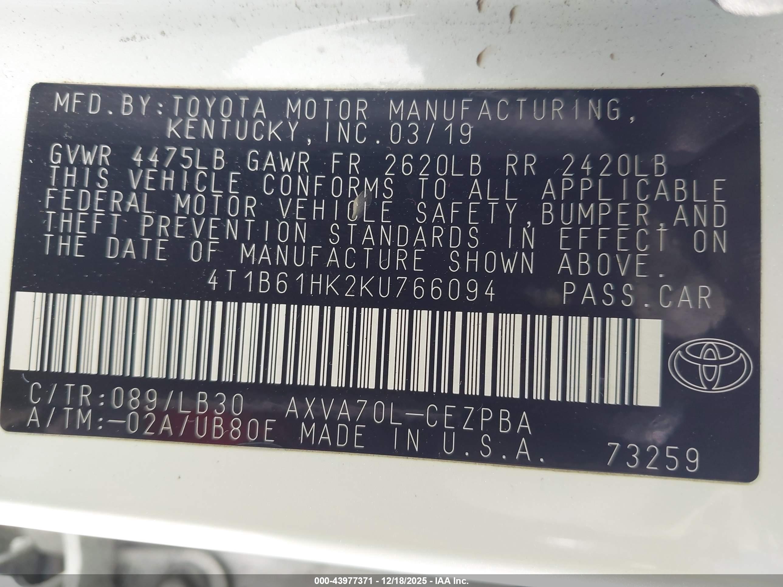 TOYOTA CAMRY image 9