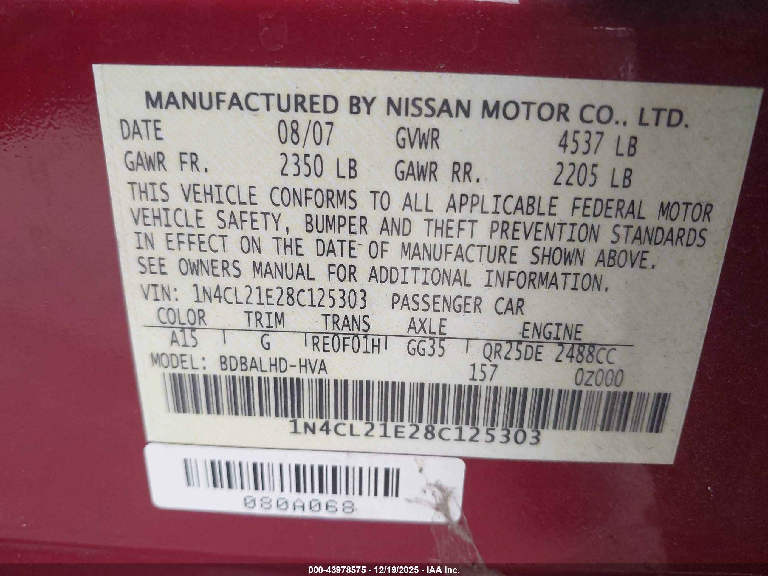 NISSAN ALTIMA image 9
