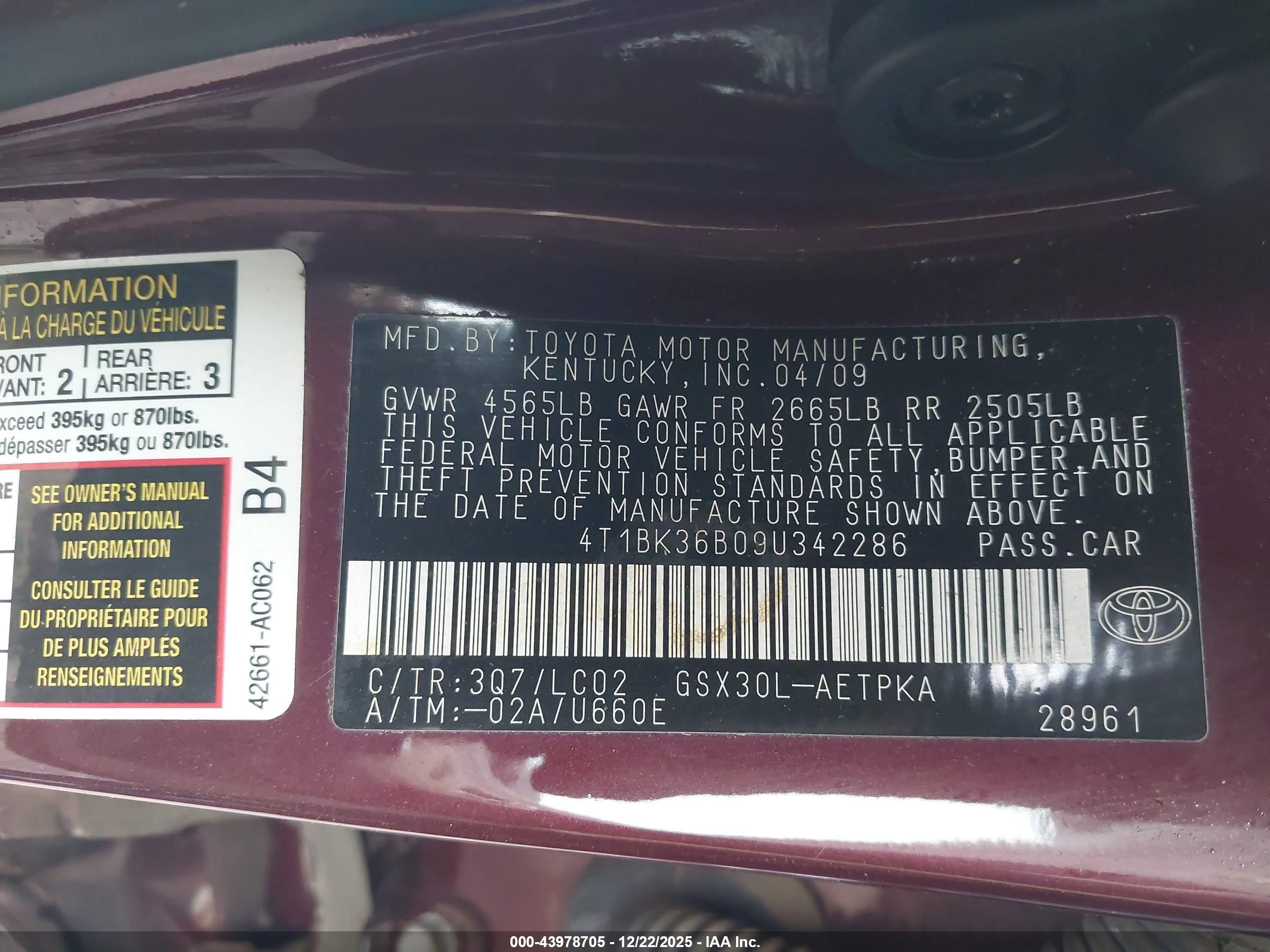 TOYOTA AVALON image 9