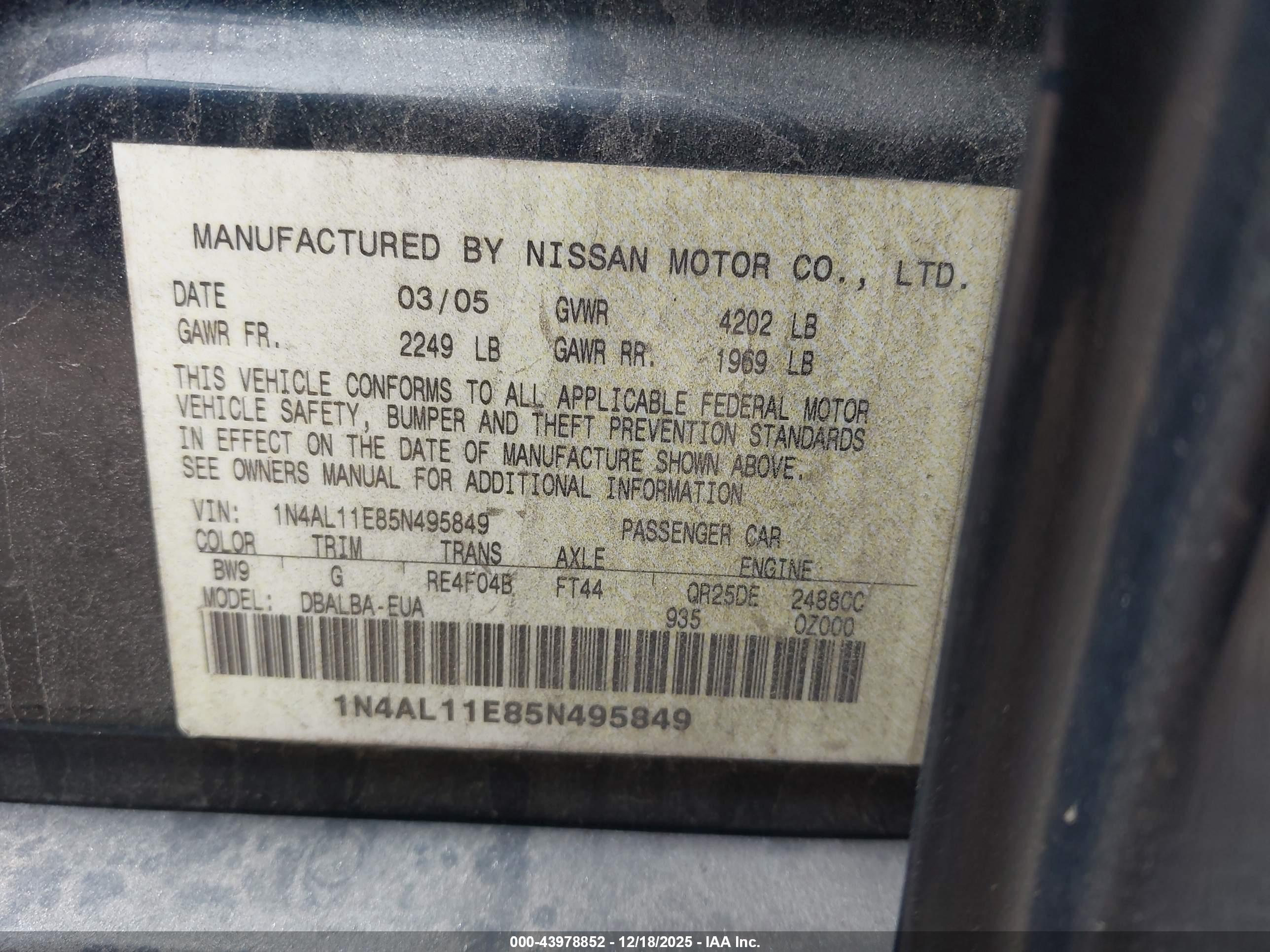 NISSAN ALTIMA image 9