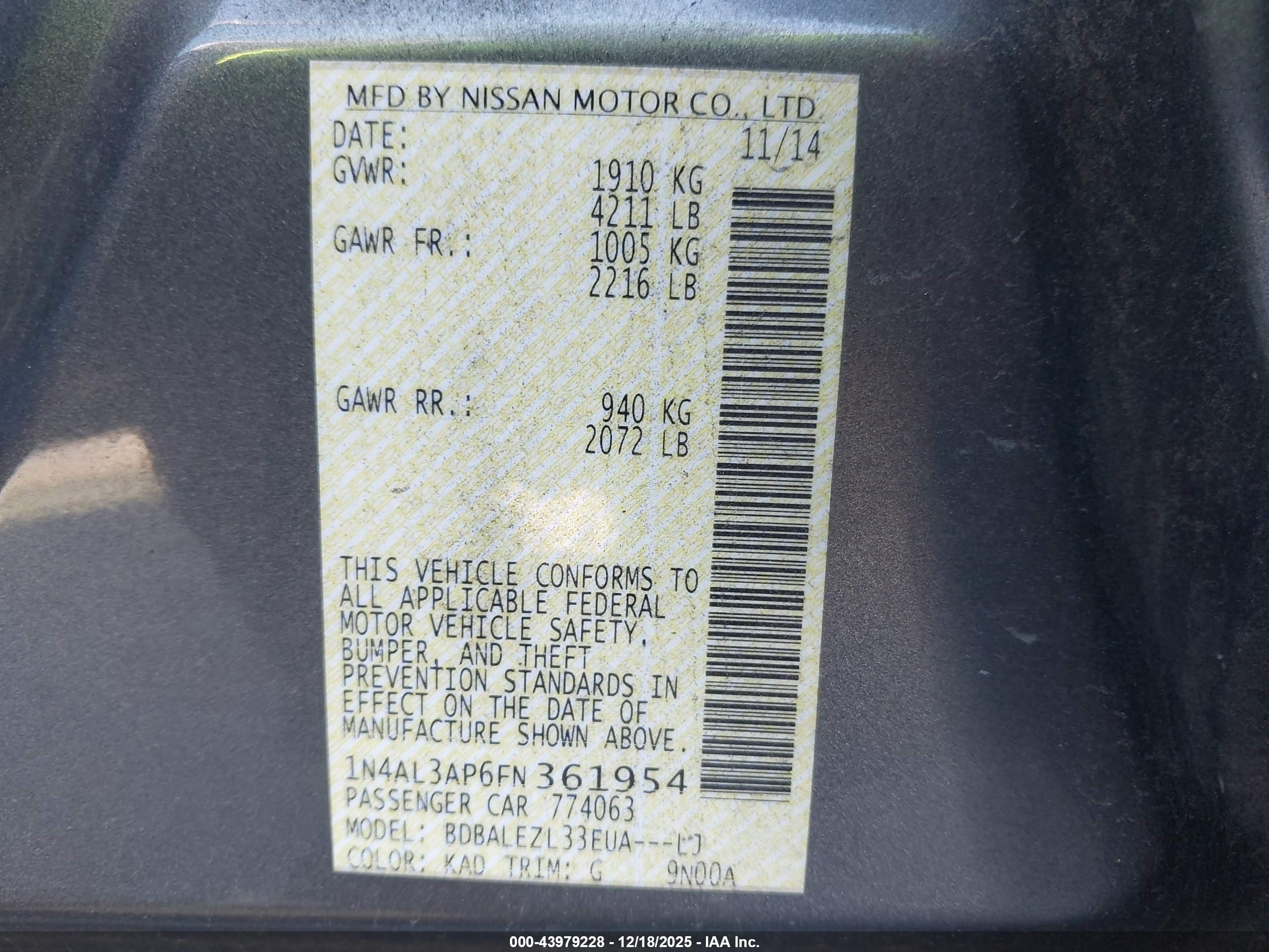 NISSAN ALTIMA image 9