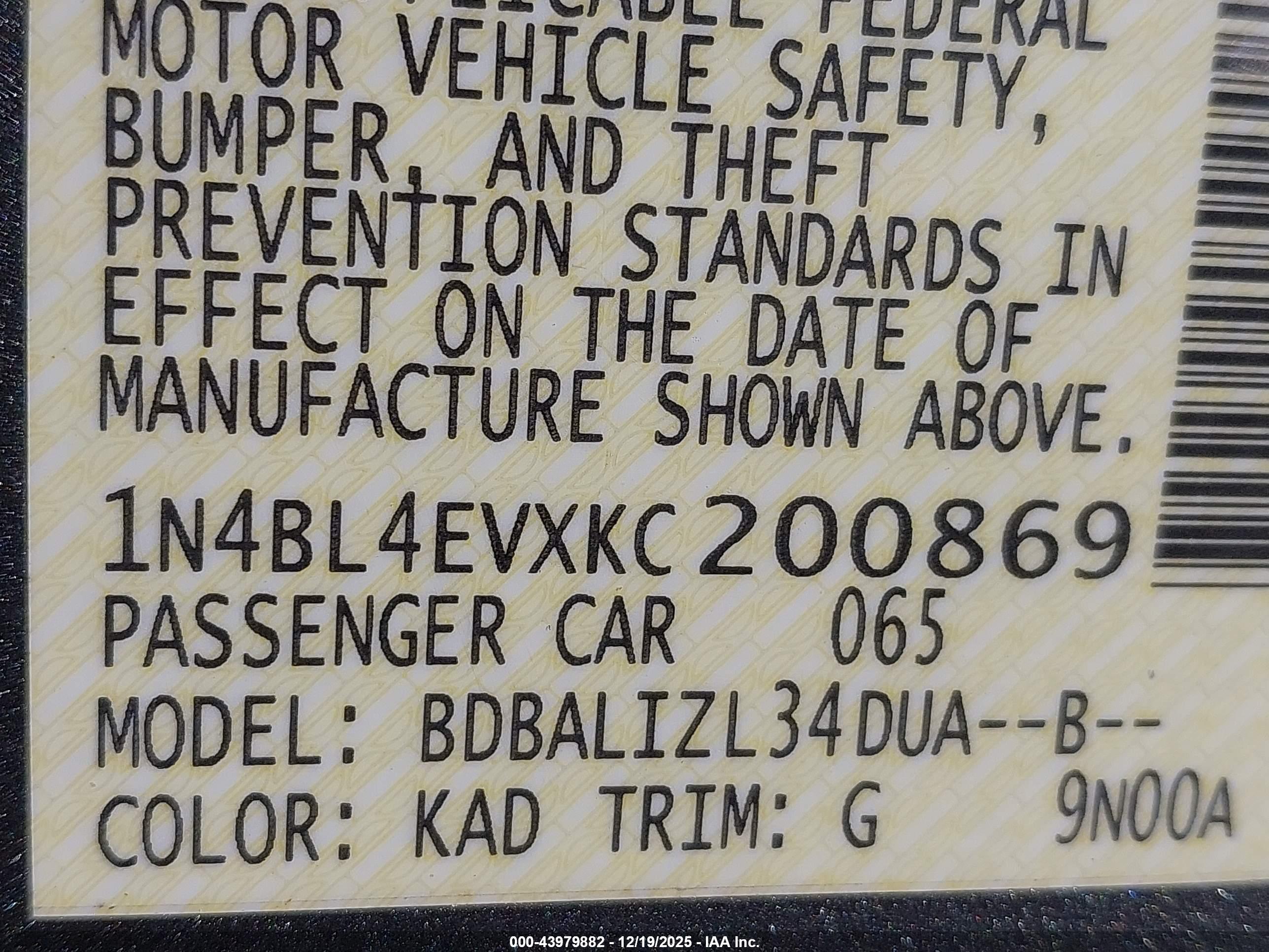 NISSAN ALTIMA image 9