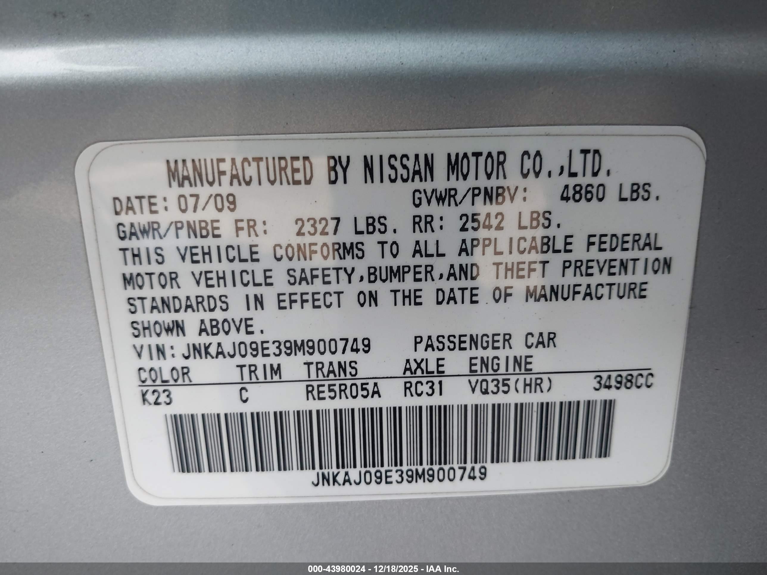 INFINITI EX35 image 9
