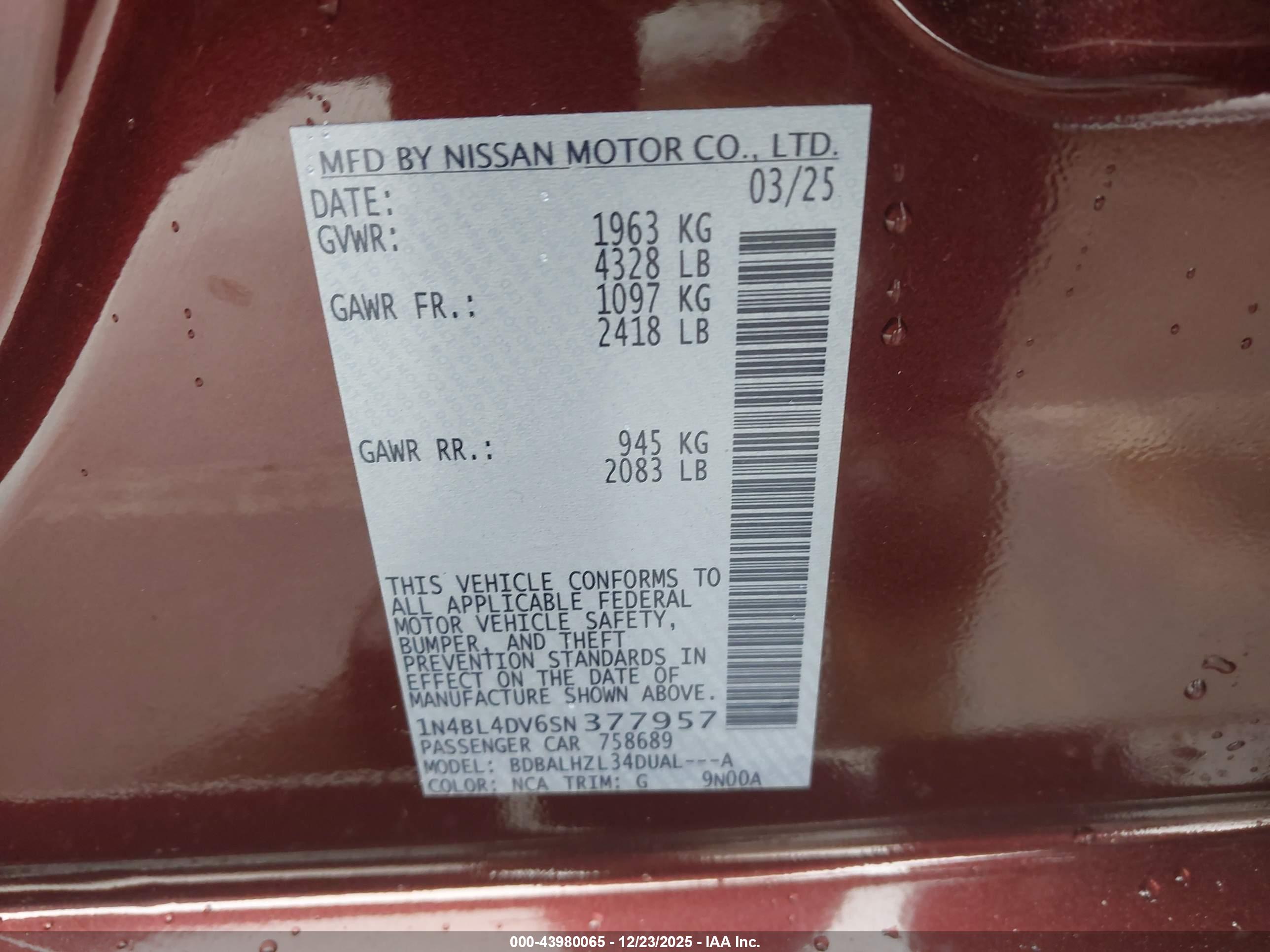 NISSAN ALTIMA image 9