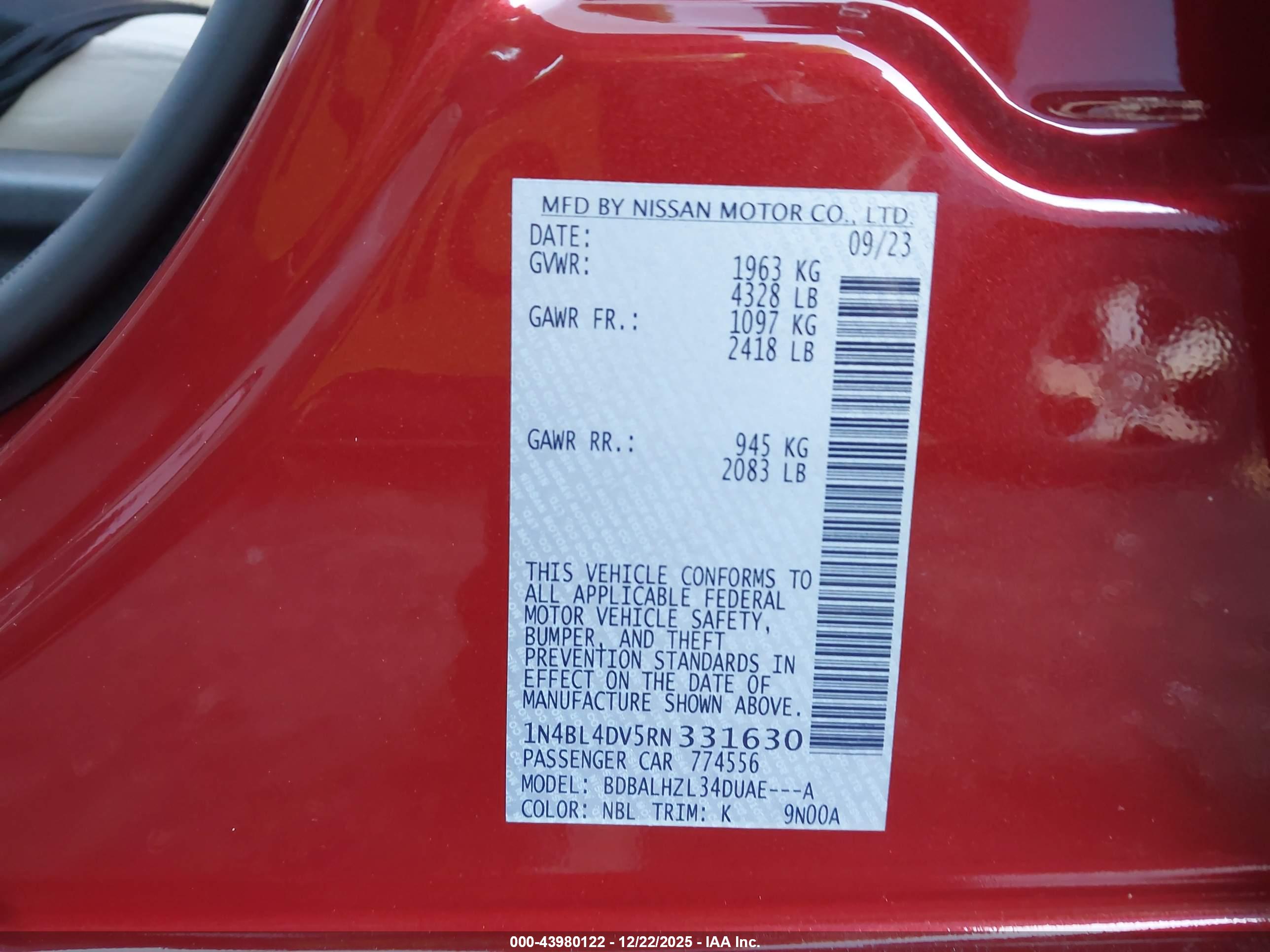 NISSAN ALTIMA image 9