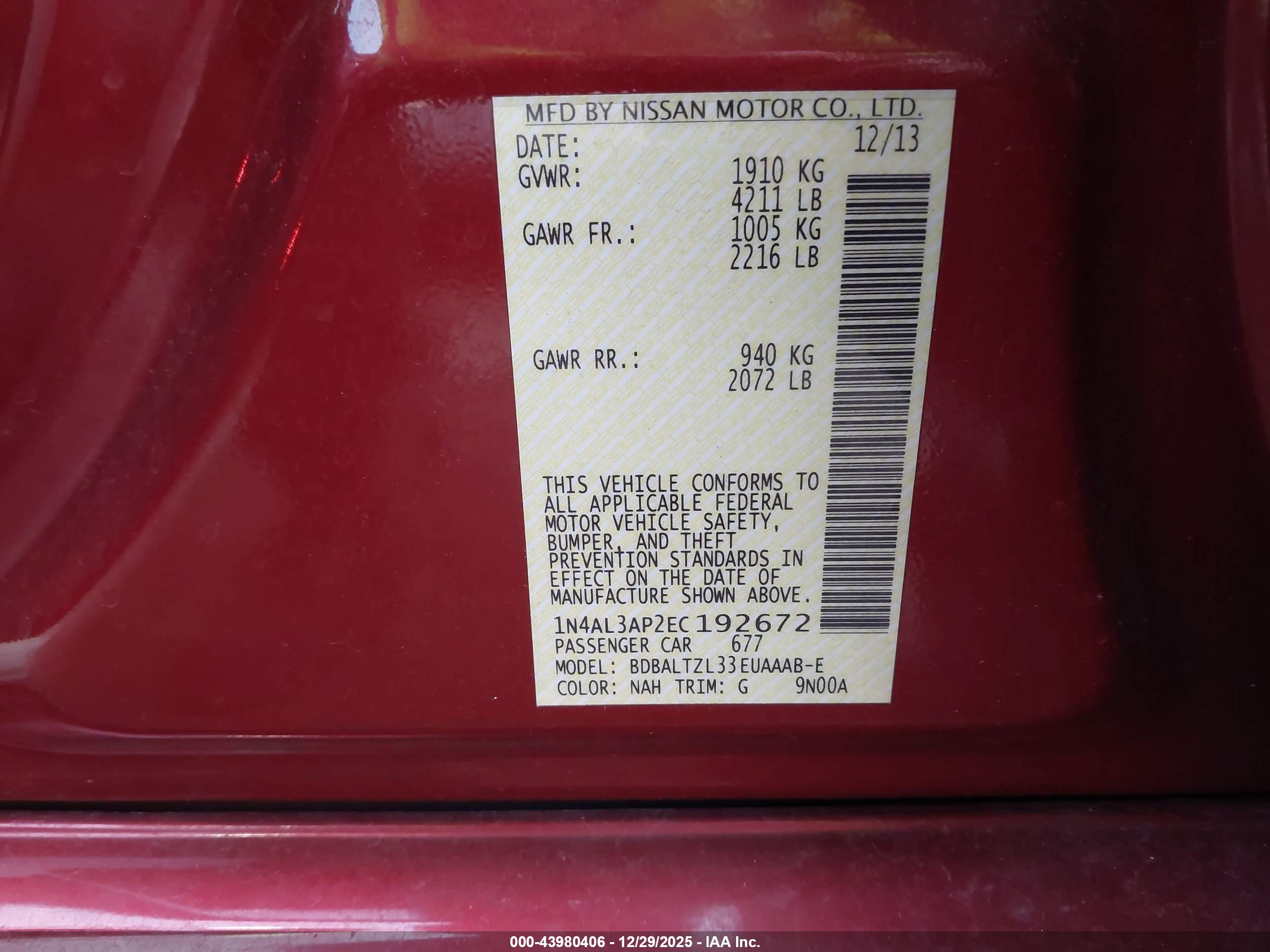 NISSAN ALTIMA image 9