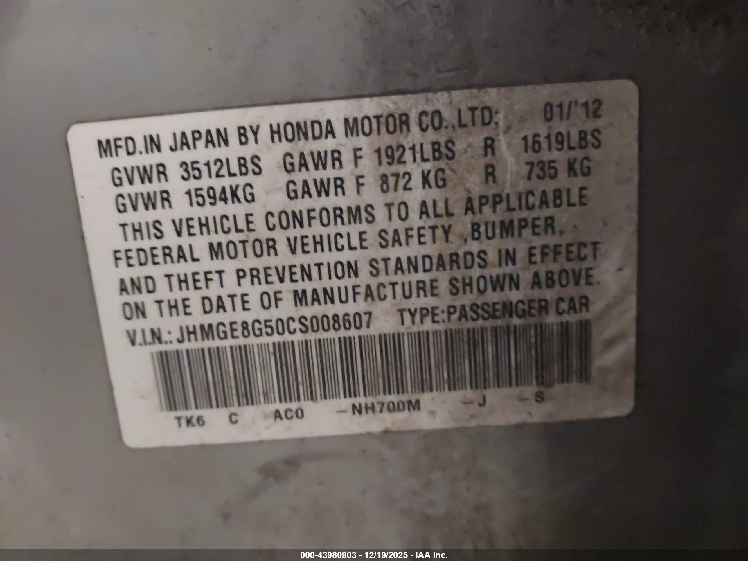 HONDA FIT image 9