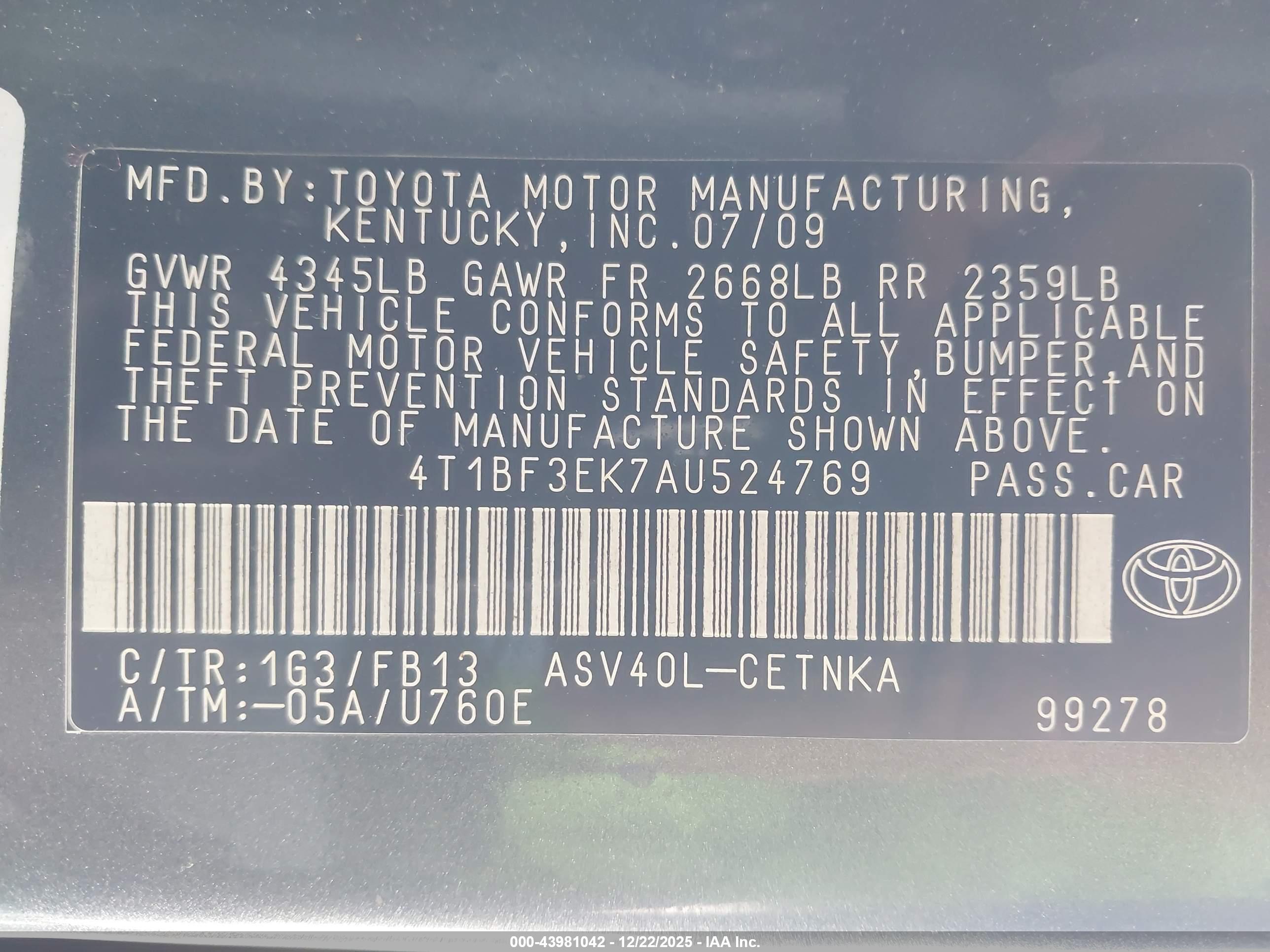 TOYOTA CAMRY image 9
